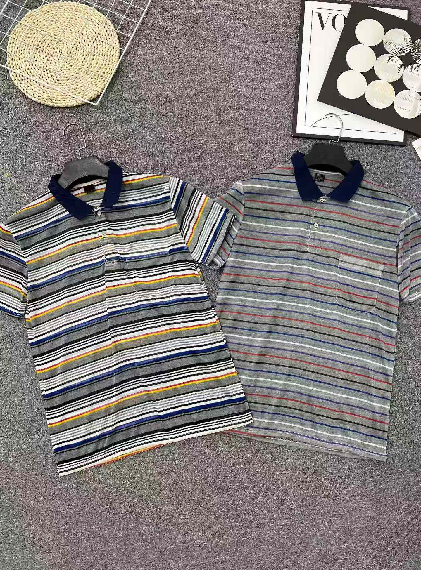 16000 Pieces Full Clearance Striped Short Sleeve Polo Collar Men Dad T-shirts - Image 7