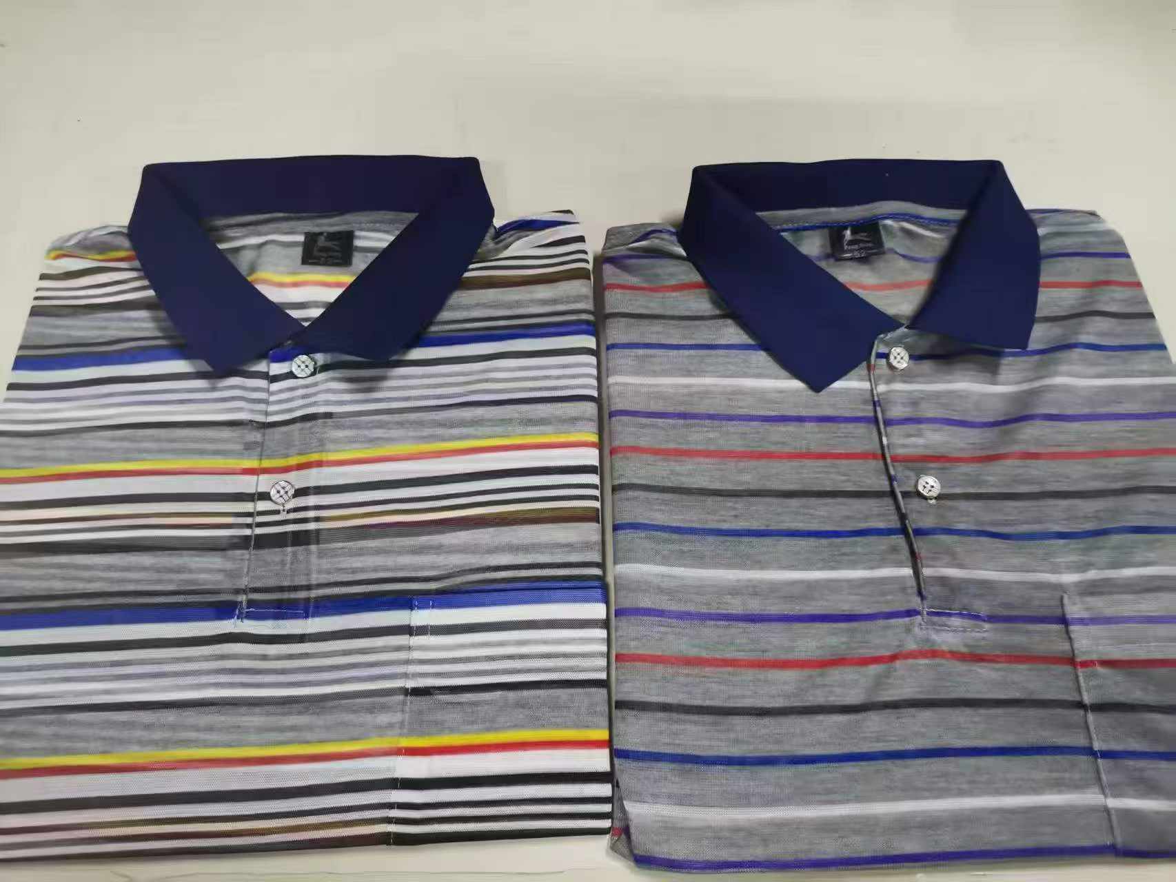 16000 Pieces Full Clearance Striped Short Sleeve Polo Collar Men Dad T-shirts - Image 8