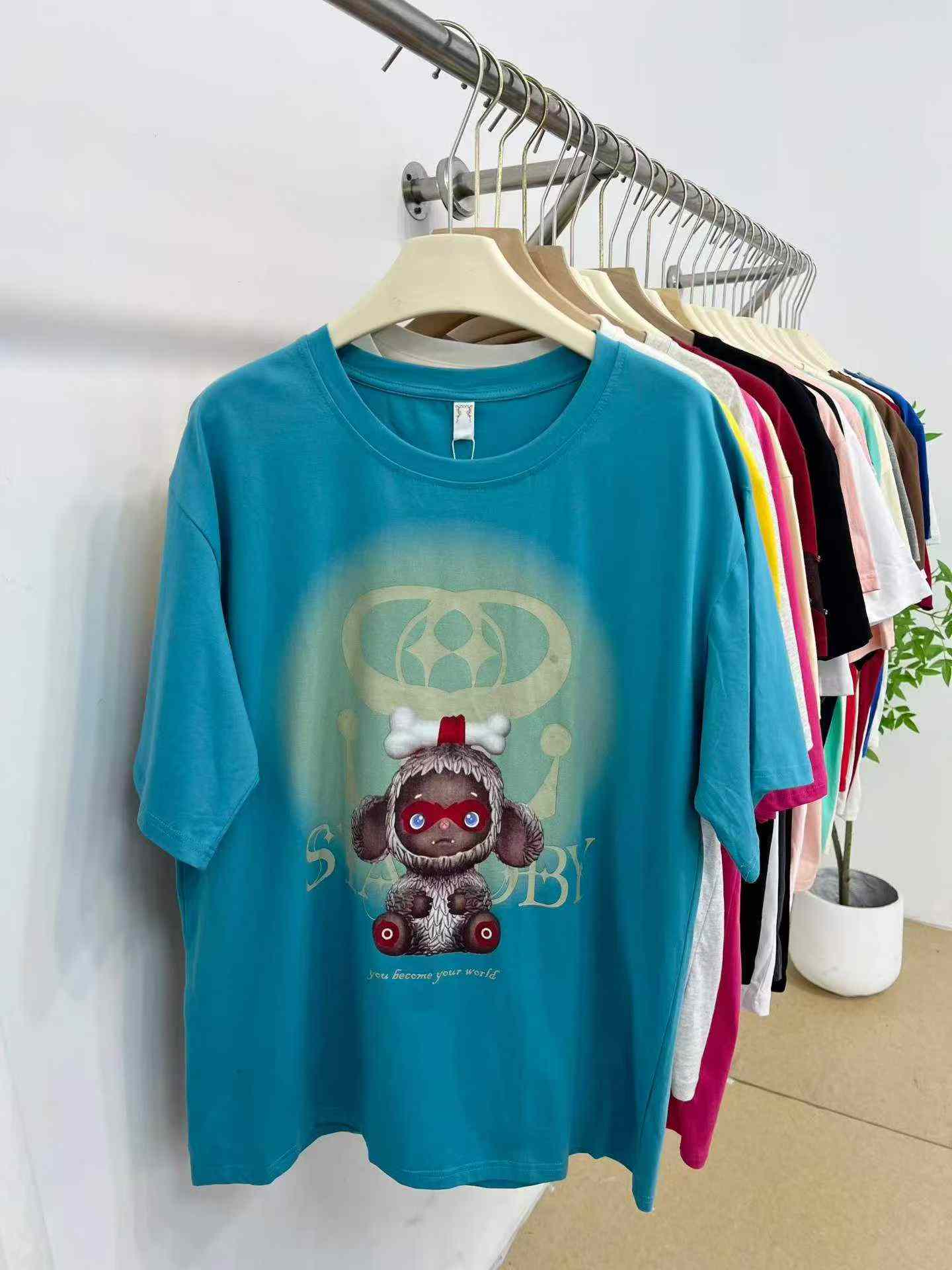 Modne bawełniane luźne t-shirty z krótkim rękawem, unisex, 8500 sztuk - Image 5