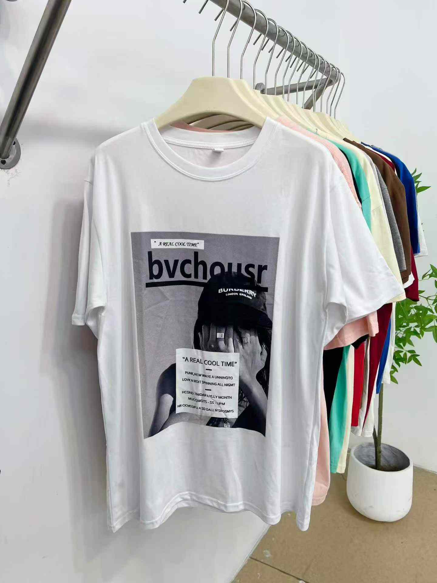 Modne bawełniane luźne t-shirty z krótkim rękawem, unisex, 8500 sztuk - Image 6