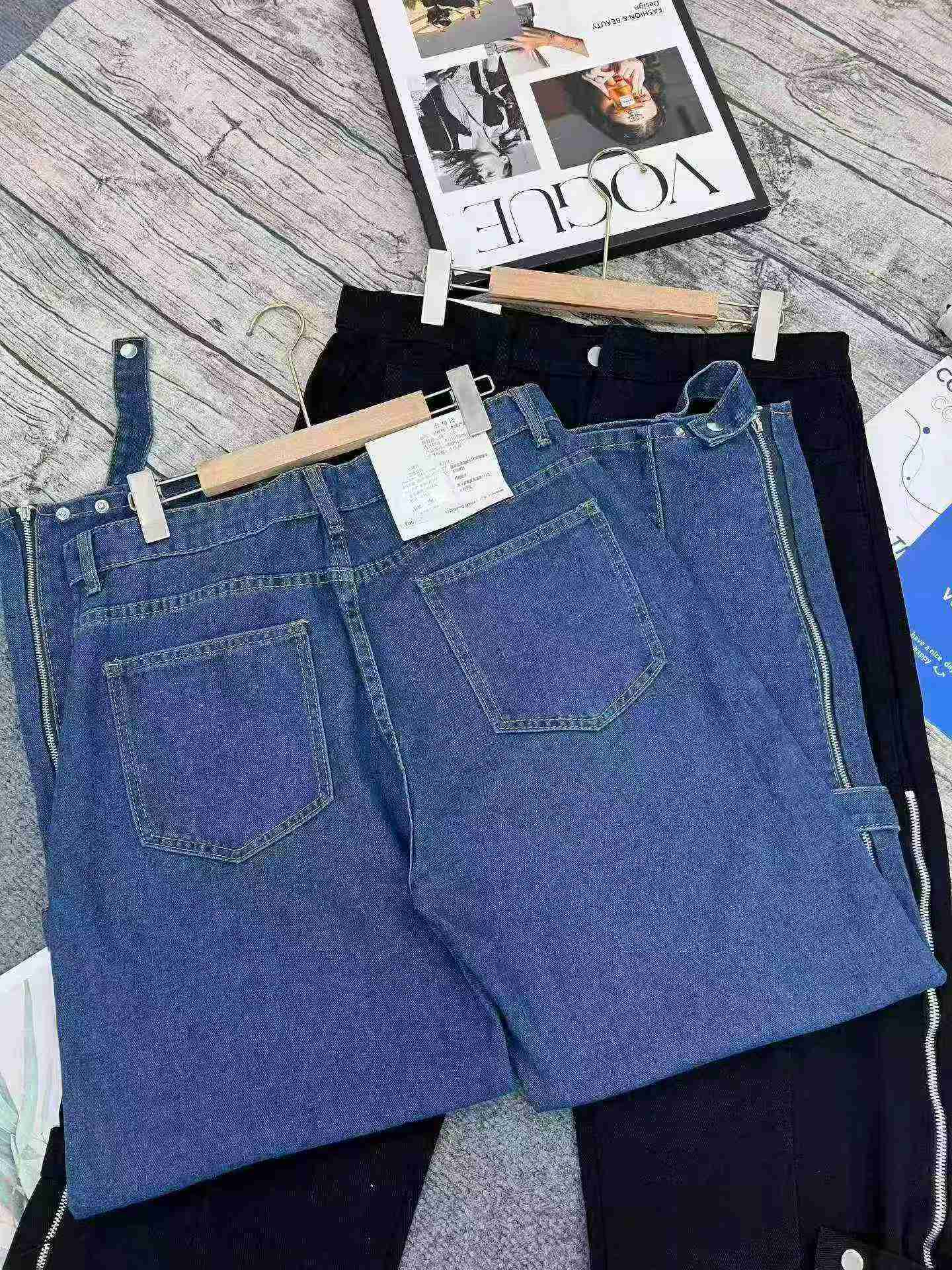 Quần jean nam ống rộng form rộng có khóa kéo bên hông phong cách High Street Mỹ - 500 chiếc - Image 9