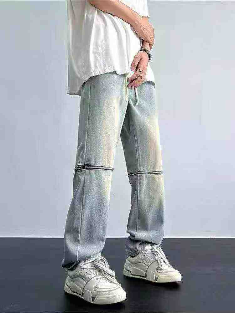 Men's Summer High Street Vibe Knee Zip Detachable Loose Straight Jeans 680pcs - Image 3