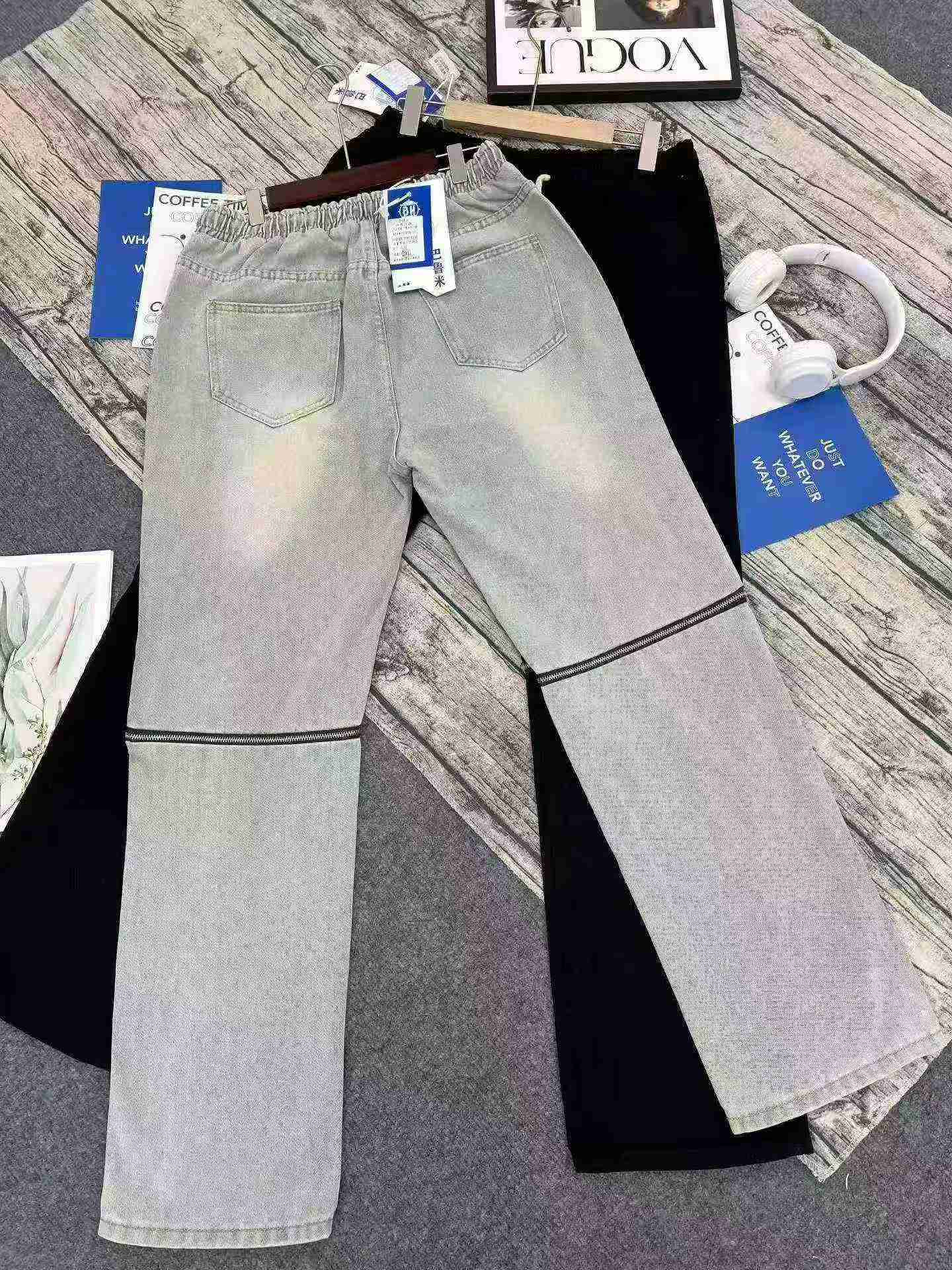 Men's Summer High Street Vibe Knee Zip Detachable Loose Straight Jeans 680pcs - Image 5