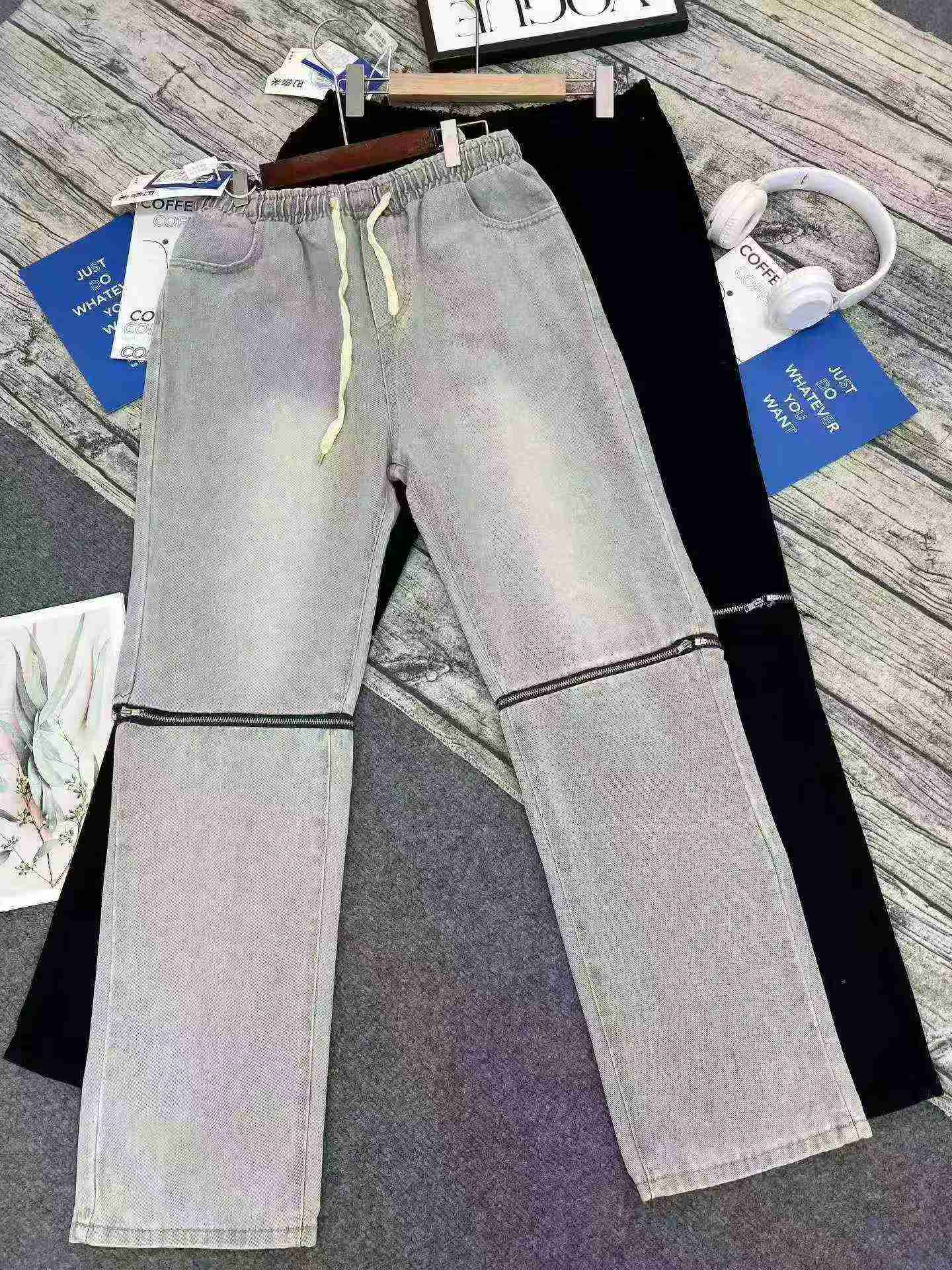 Men's Summer High Street Vibe Knee Zip Detachable Loose Straight Jeans 680pcs - Image 6