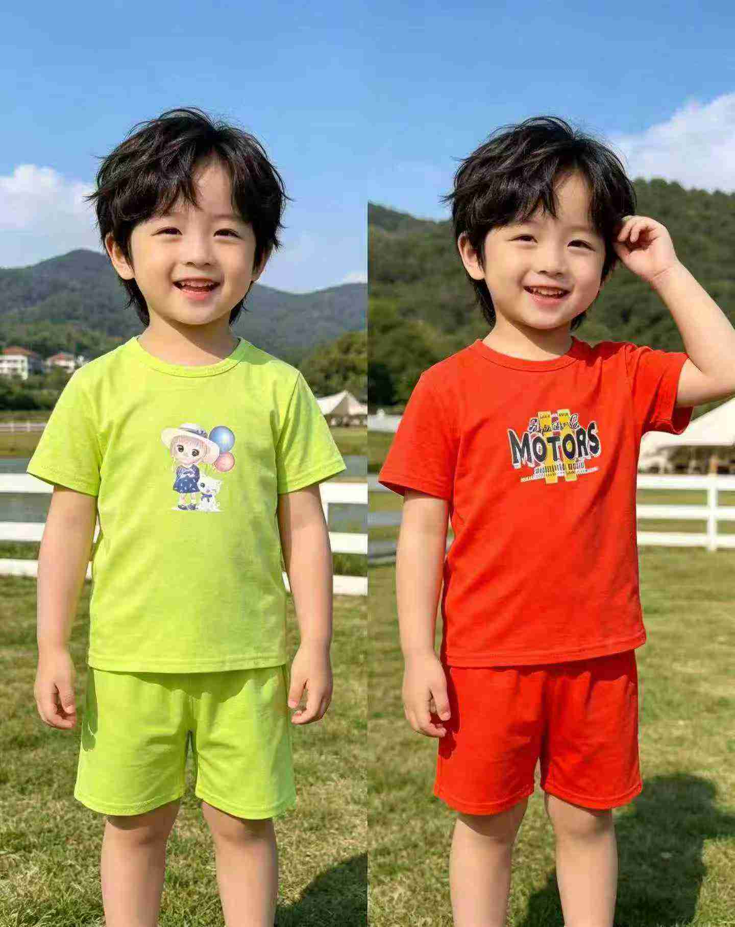 จำนวน 6,800 เซต ชุดเด็กผ้าฝ้ายแท้ พิมพ์ลายการ์ตูน เสื้อแขนสั้นและกางเกงขาสั้น 2 ชิ้น - Image 5