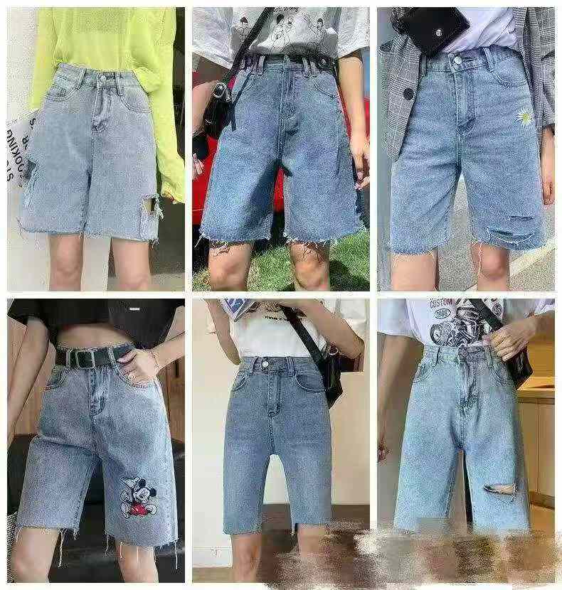 1000 pièces de shorts mi-longs mixtes en denim pour femme Printemps/Été S-XL - Image 2