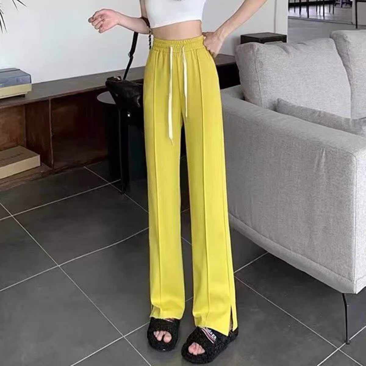 377 Pcs High Quality Spring Autumn Women's Wide Leg Straight Suit Pants - Image 3