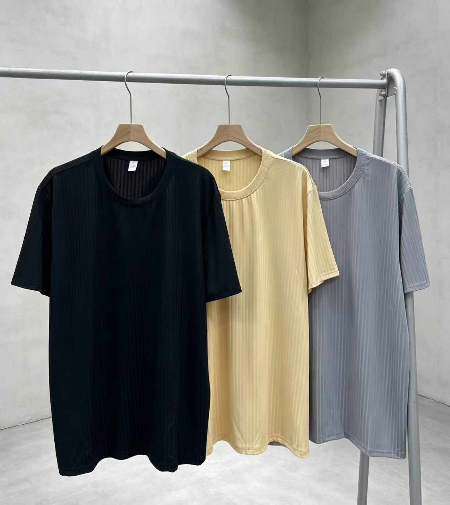 Men's Ice Silk Striped Short Sleeve T-Shirt 717 Pieces - Image 3