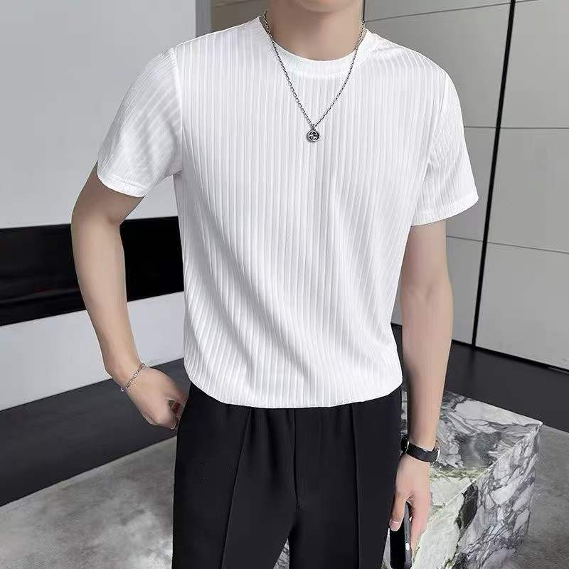 Men's Ice Silk Striped Short Sleeve T-Shirt 717 Pieces - Image 6