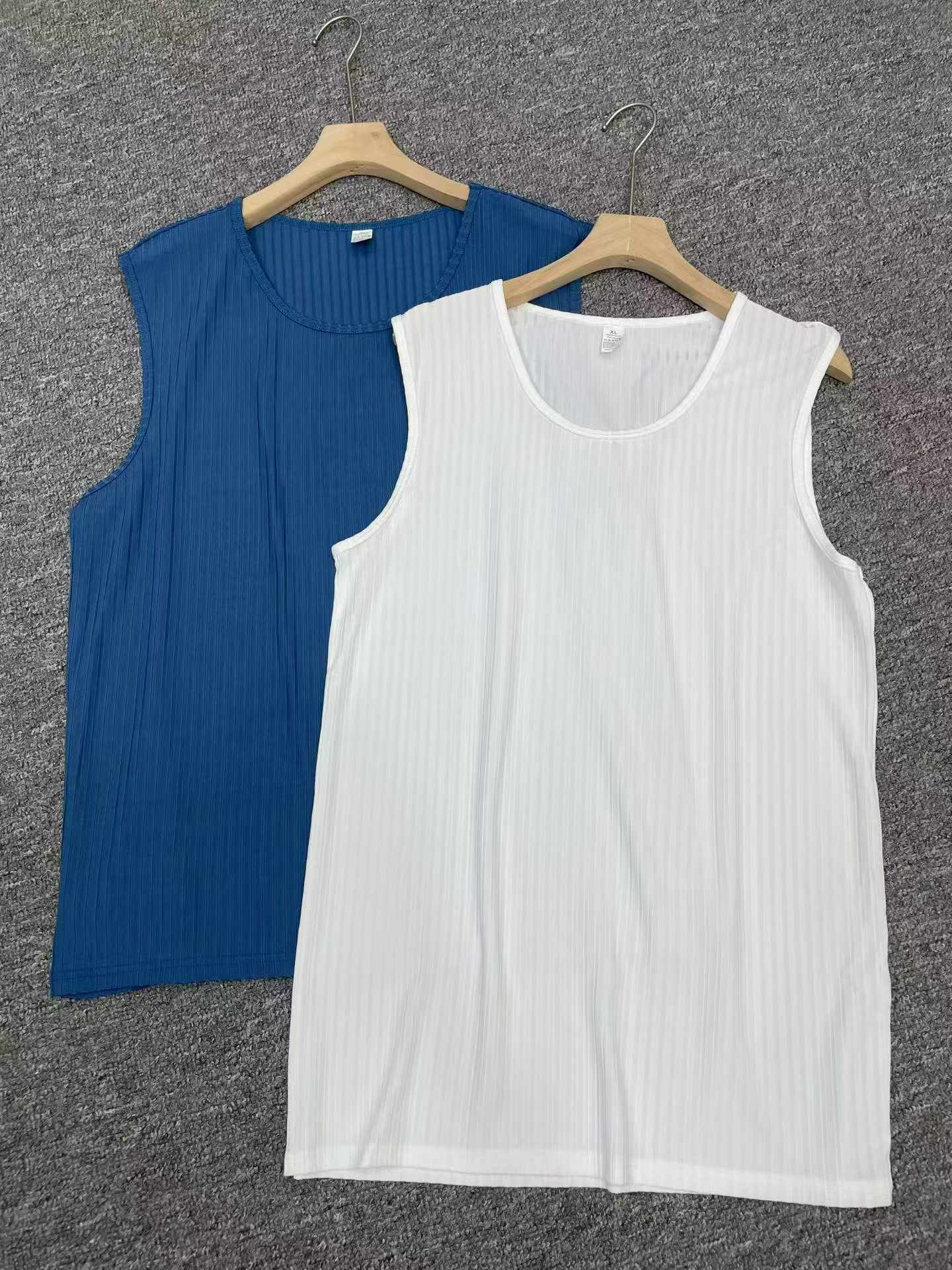 261 Helai Tank Top Sukan Kecergasan Sutera Ais Lelaki - Image 3