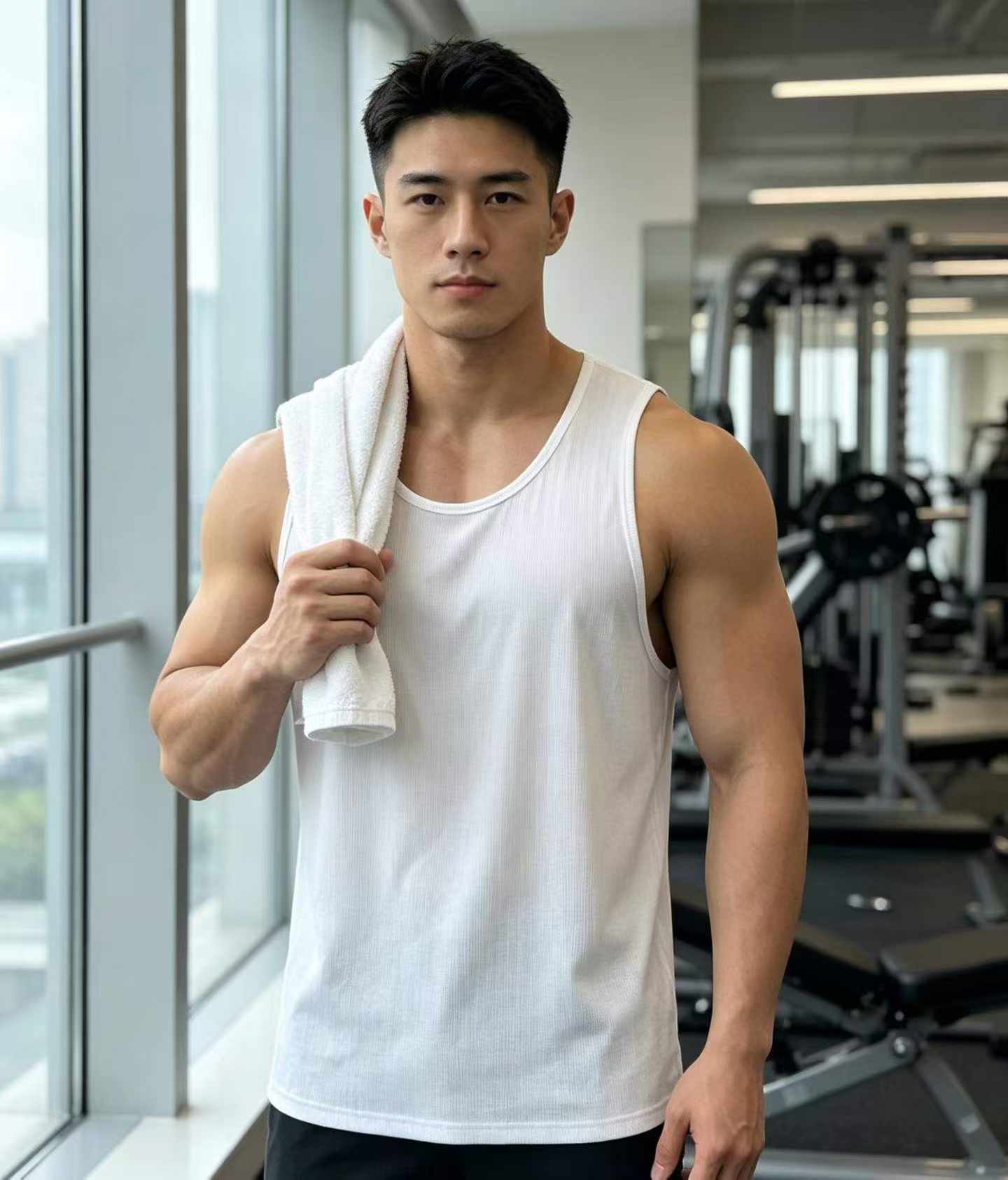 261 Helai Tank Top Sukan Kecergasan Sutera Ais Lelaki - Image 6