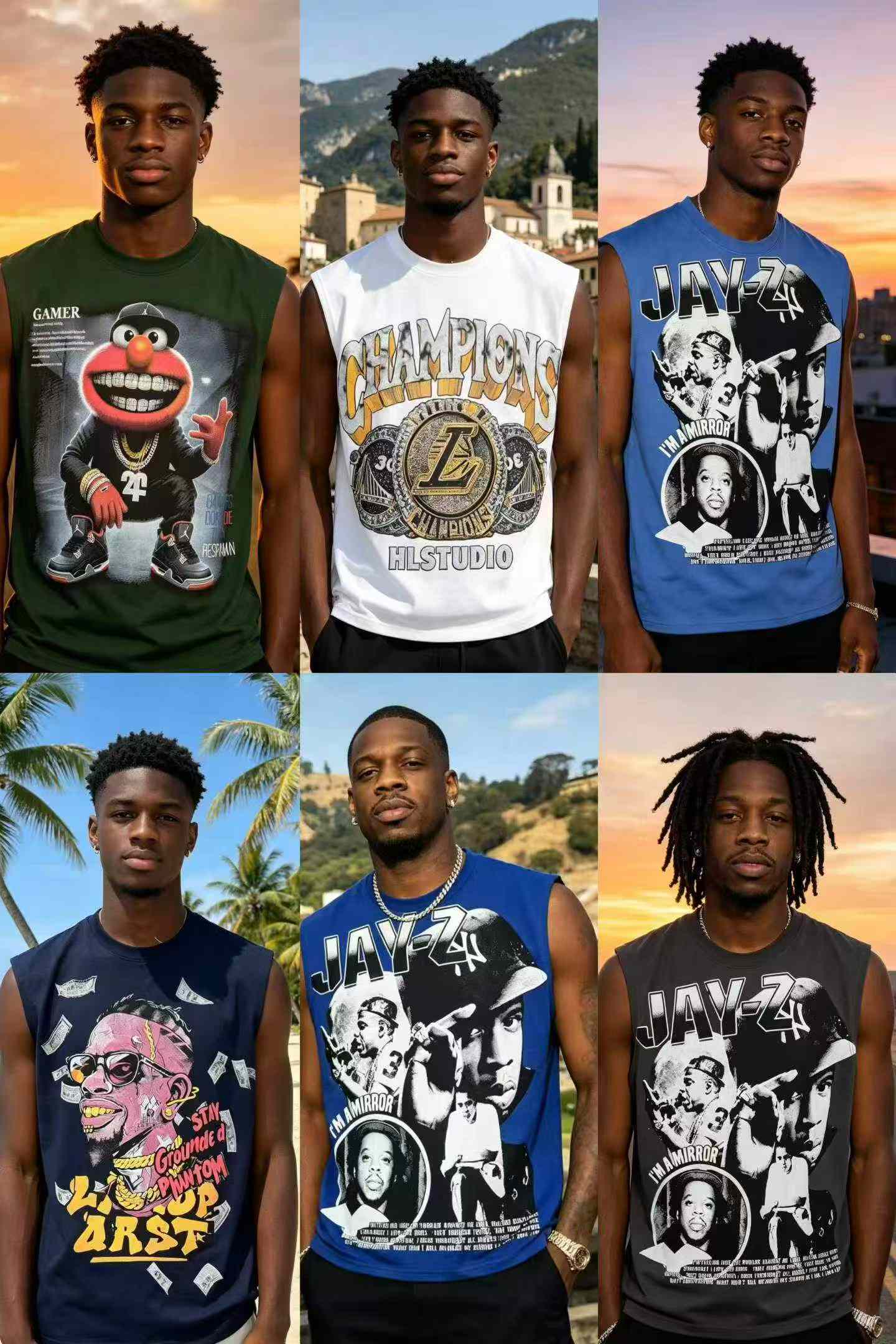 About 8500 Pieces 350g Heavyweight Plus Size Men's Sleeveless Printed Vest For African Foreign Trade - Image 3