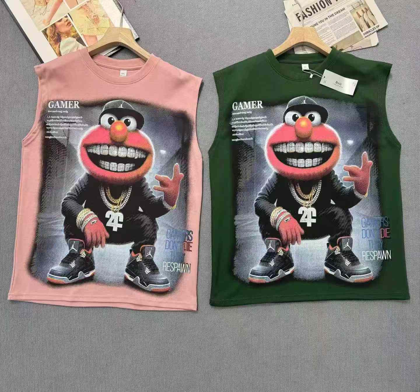 About 8500 Pieces 350g Heavyweight Plus Size Men's Sleeveless Printed Vest For African Foreign Trade - Image 4