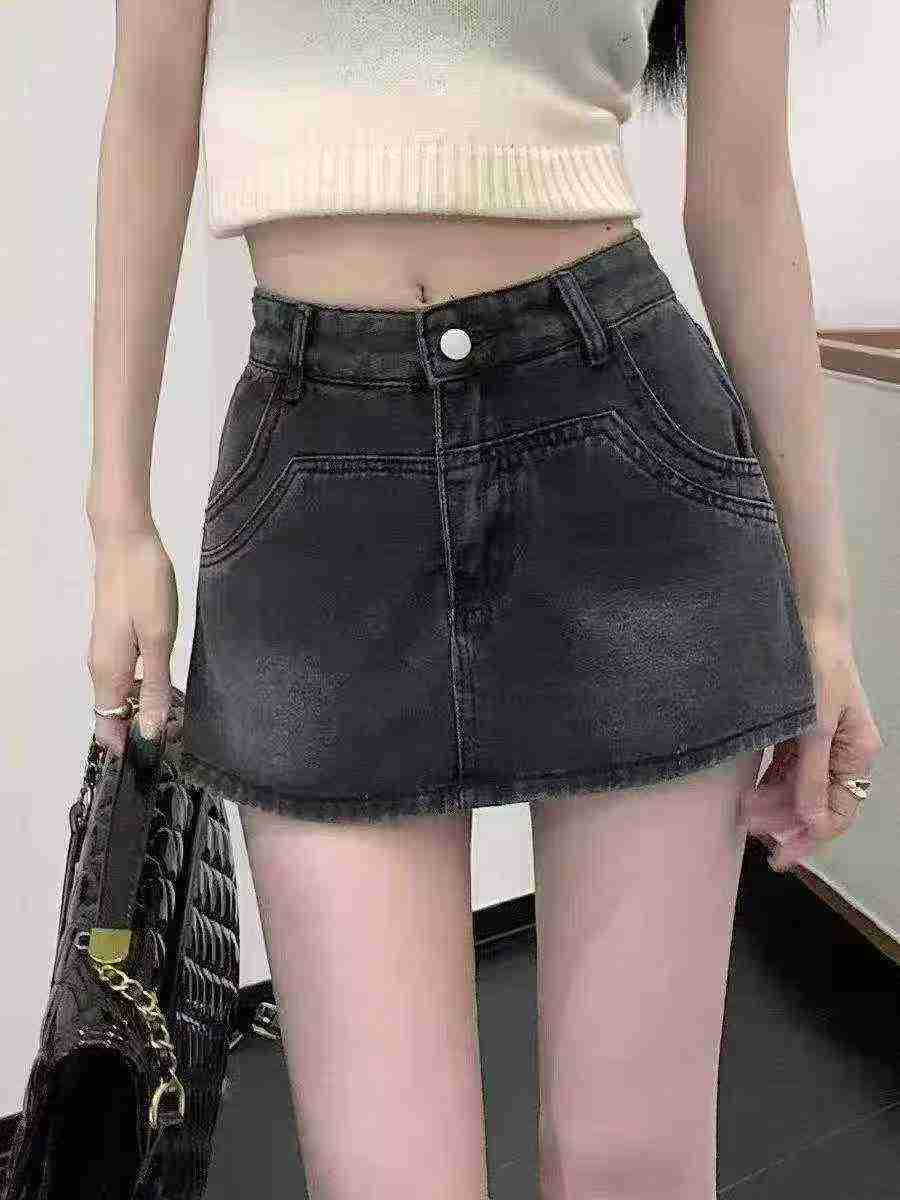 Women's Vintage Denim Mini Skort High Waist A-Line Bodycon - 300 Piece Lot, SML - Image 2
