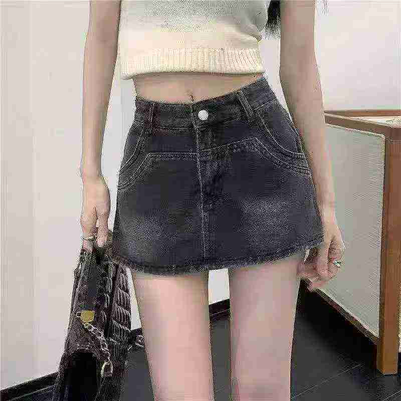 Women's Vintage Denim Mini Skort High Waist A-Line Bodycon - 300 Piece Lot, SML - Image 3