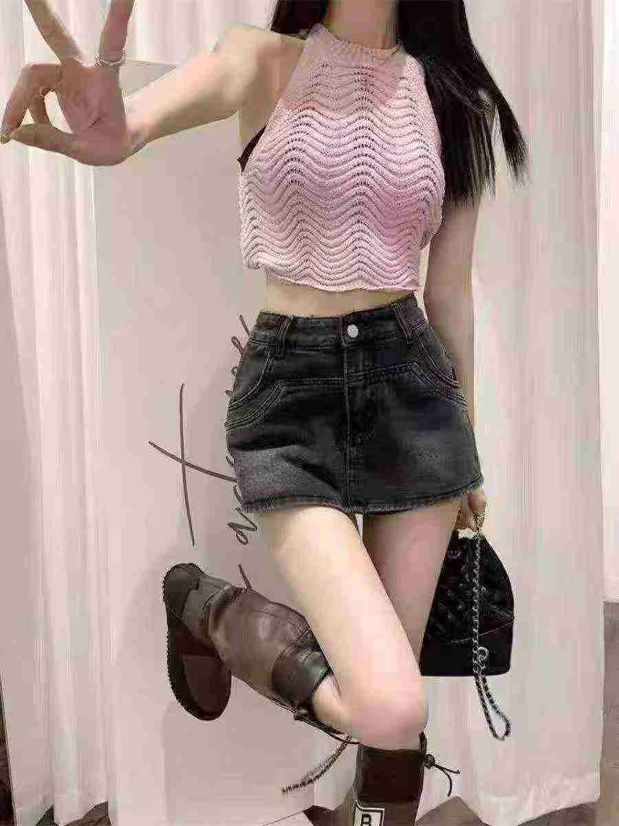 Women's Vintage Denim Mini Skort High Waist A-Line Bodycon - 300 Piece Lot, SML - Image 4