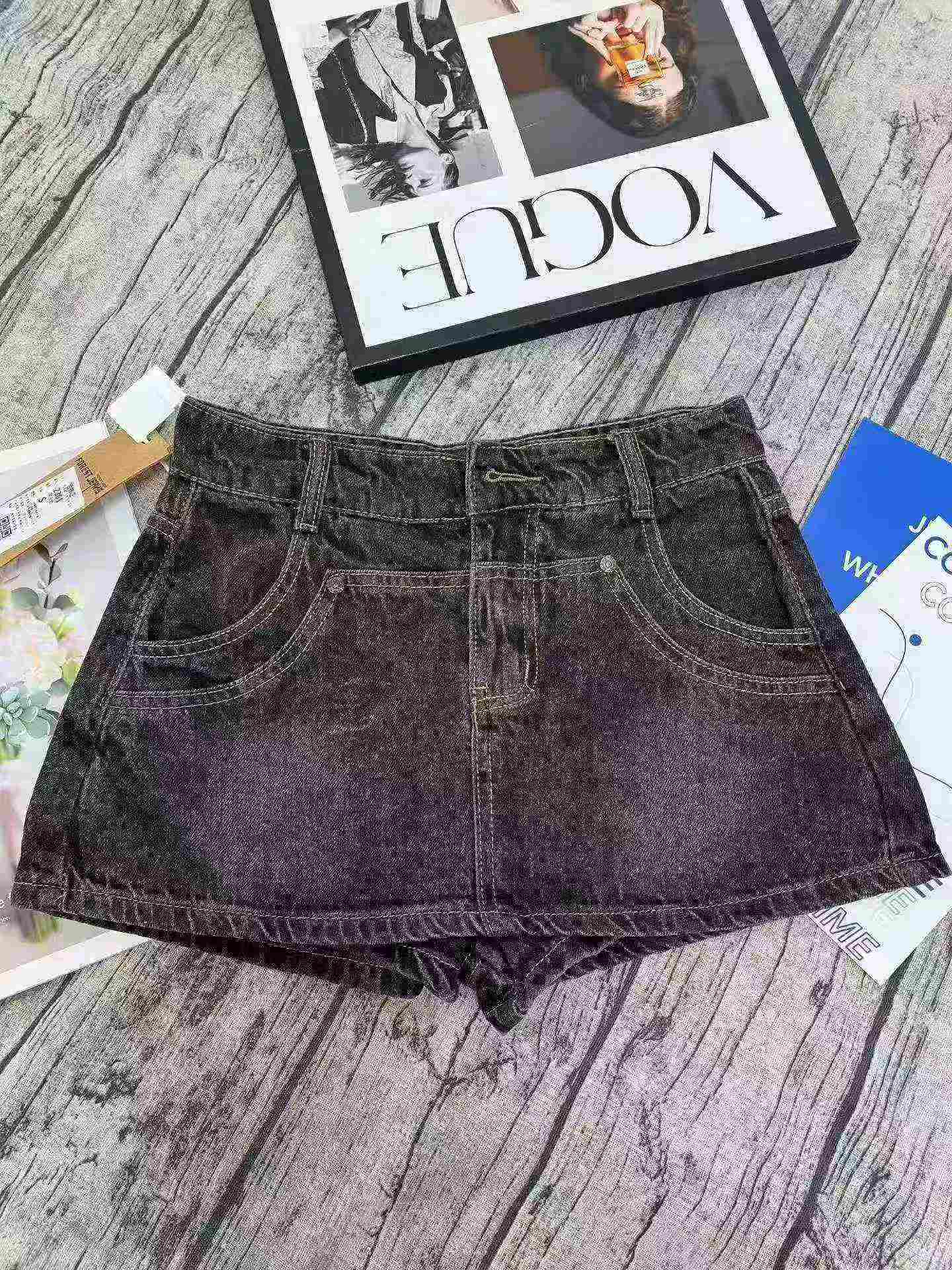 Women's Vintage Denim Mini Skort High Waist A-Line Bodycon - 300 Piece Lot, SML - Image 5