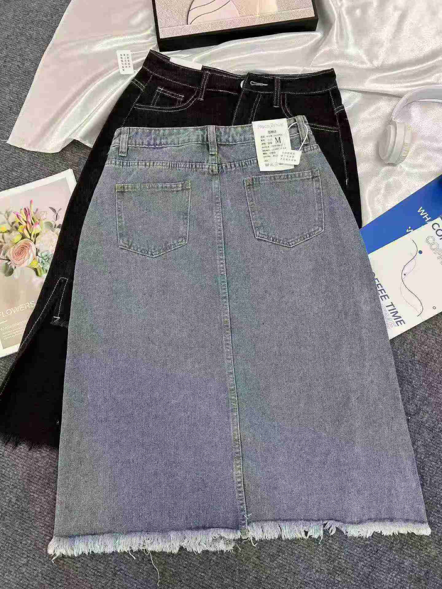 Women's Irregular Split Denim Midi Skirt High Waist A-Line Bodycon, 350 Pieces Wholesale Lot - Image 5