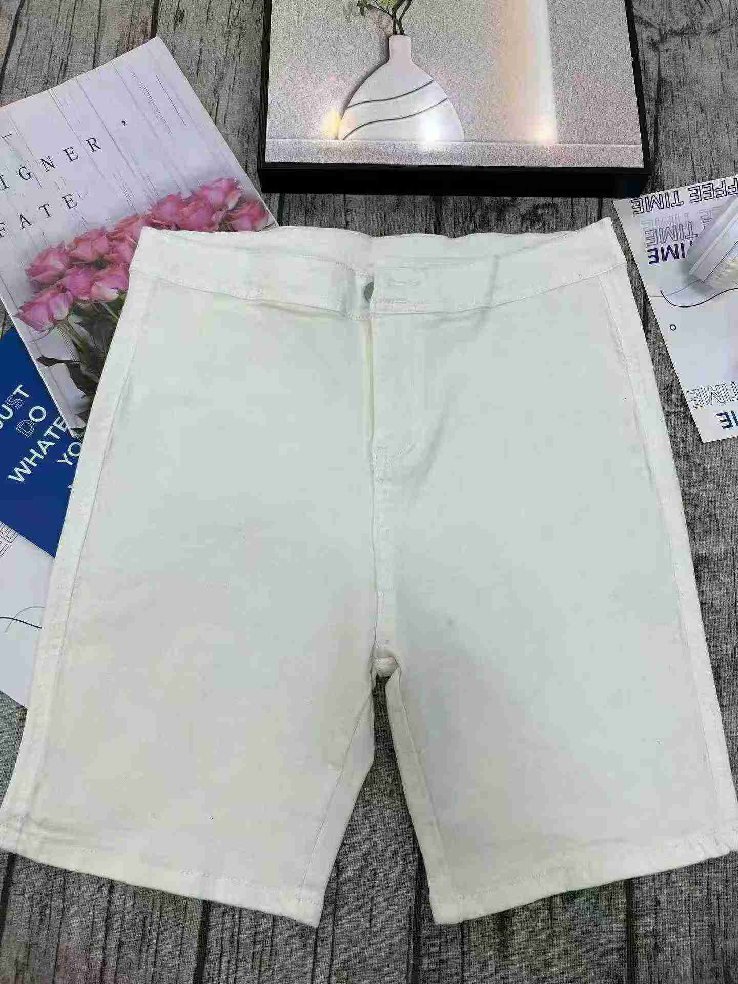 Women's White Stretch High Waist Denim Biker Shorts, Slim Summer 5-Point Shorts, 600 Pieces - Image 7