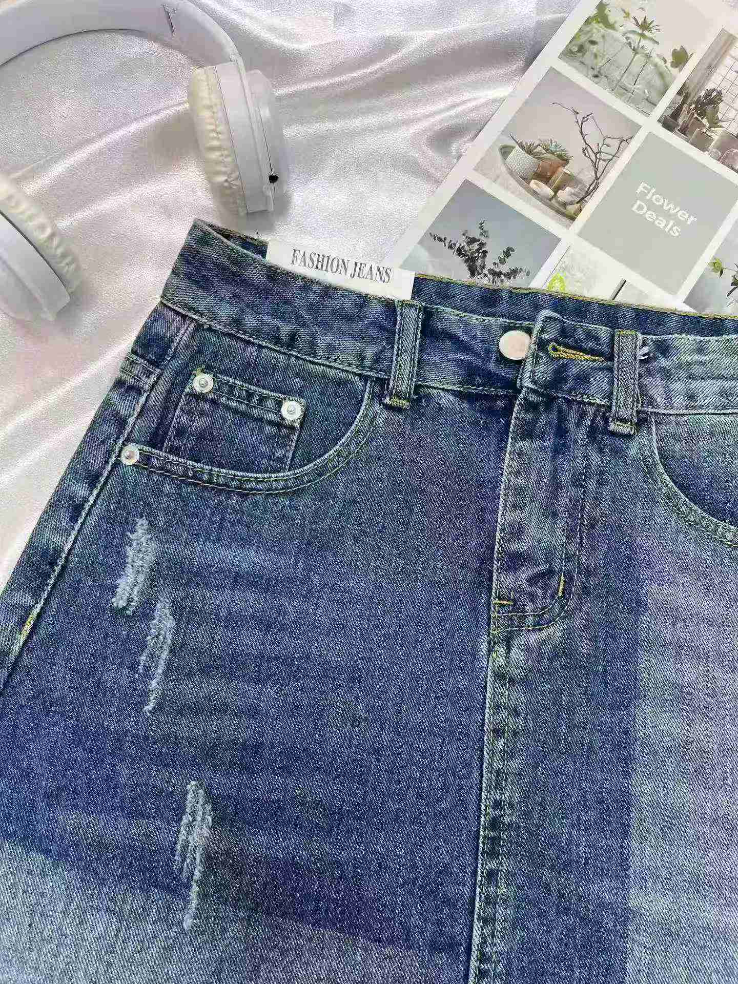 Rok Mini Denim Bodycon Ripped Vintage, 741 Keping - Image 4