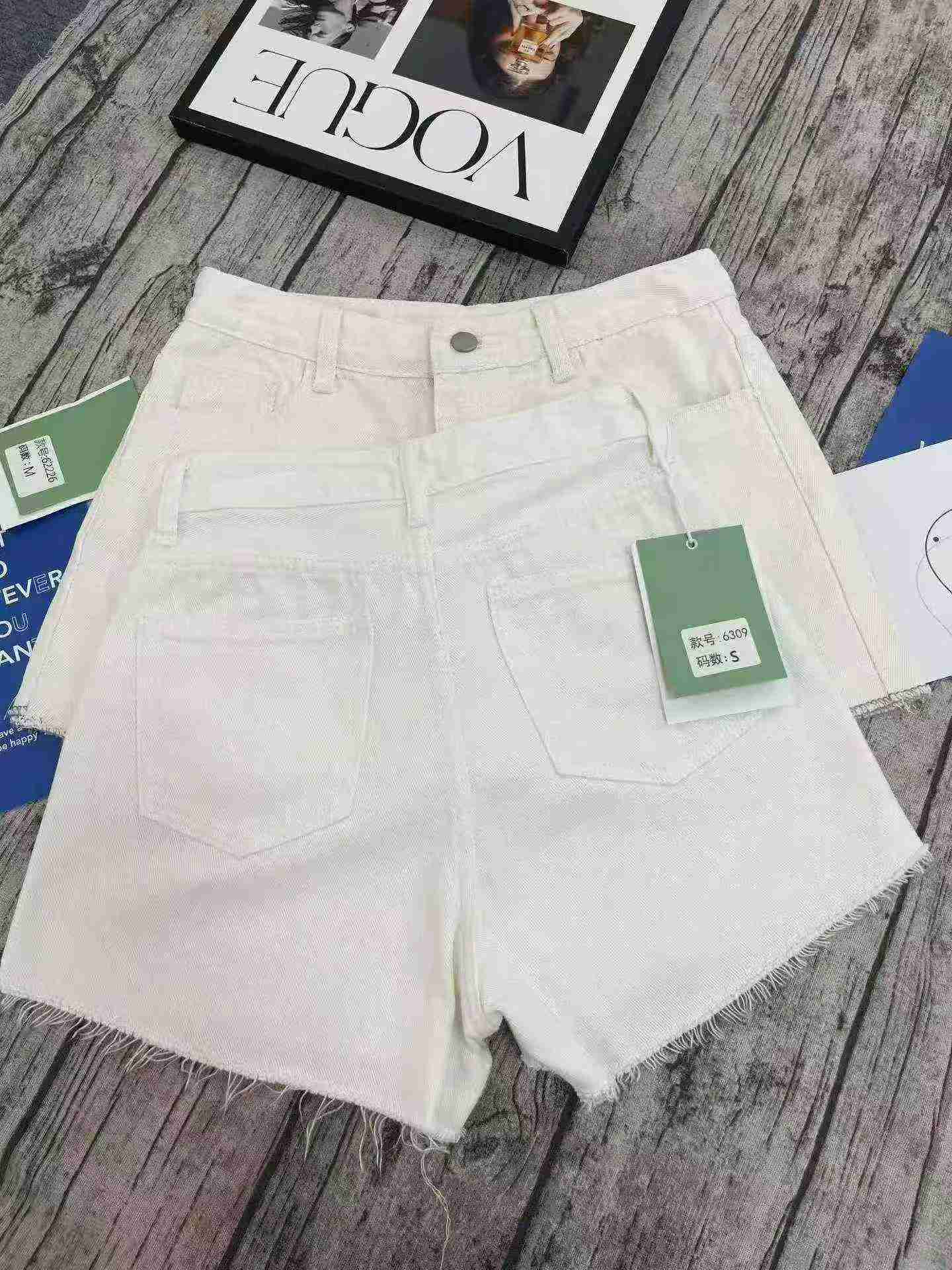 Women's White High Waist Loose A-Line Denim Shorts Summer, 1950 Pieces - Image 6