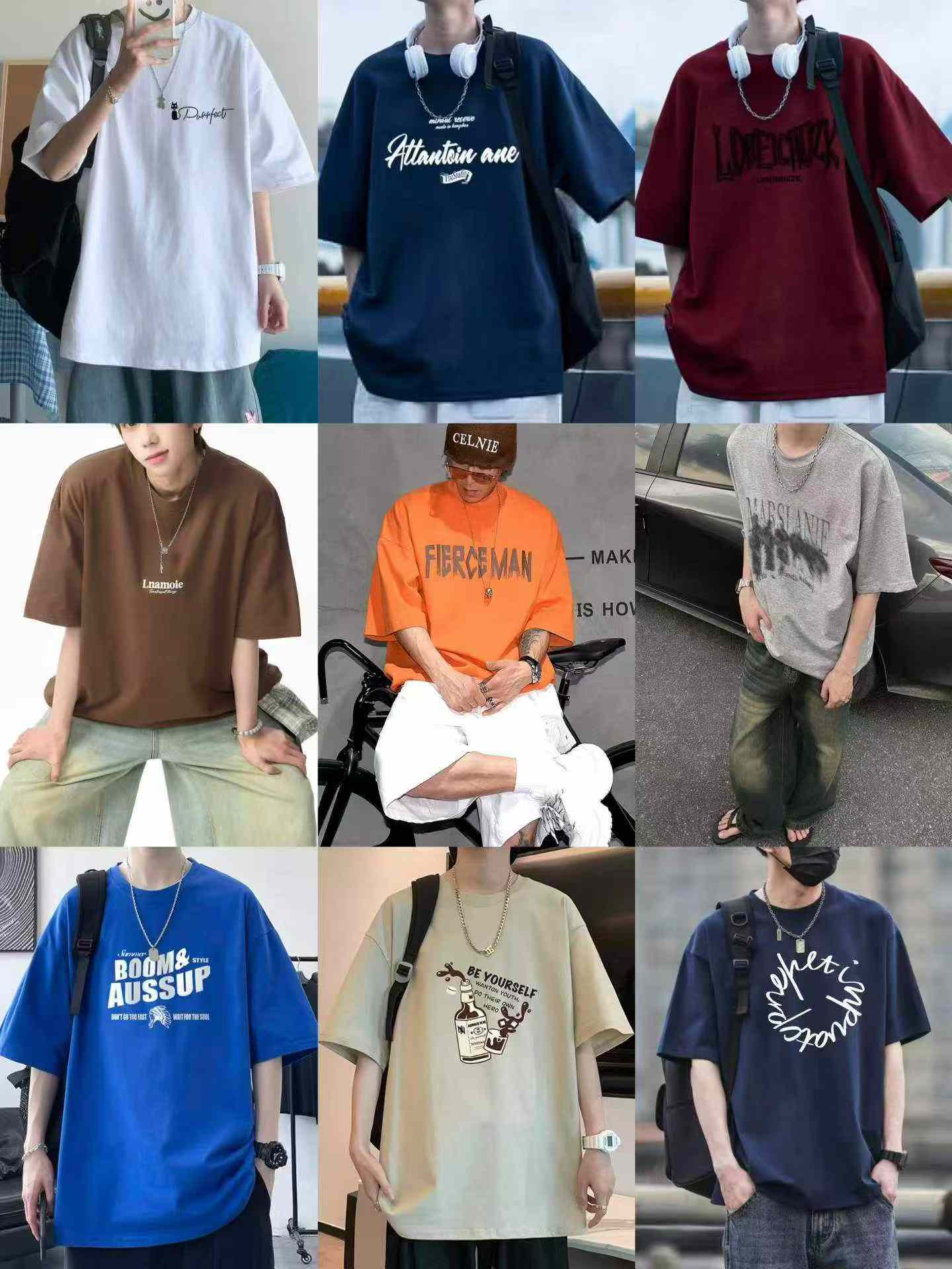 Kaos Pria Katun Lengan Pendek Sablon, Atasan Leher Bulat Musim Panas, 50.000 Potong - Image 2
