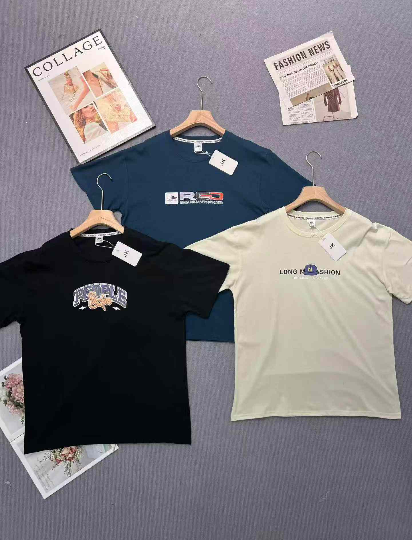 Kaos Pria Katun Lengan Pendek Sablon, Atasan Leher Bulat Musim Panas, 50.000 Potong - Image 5