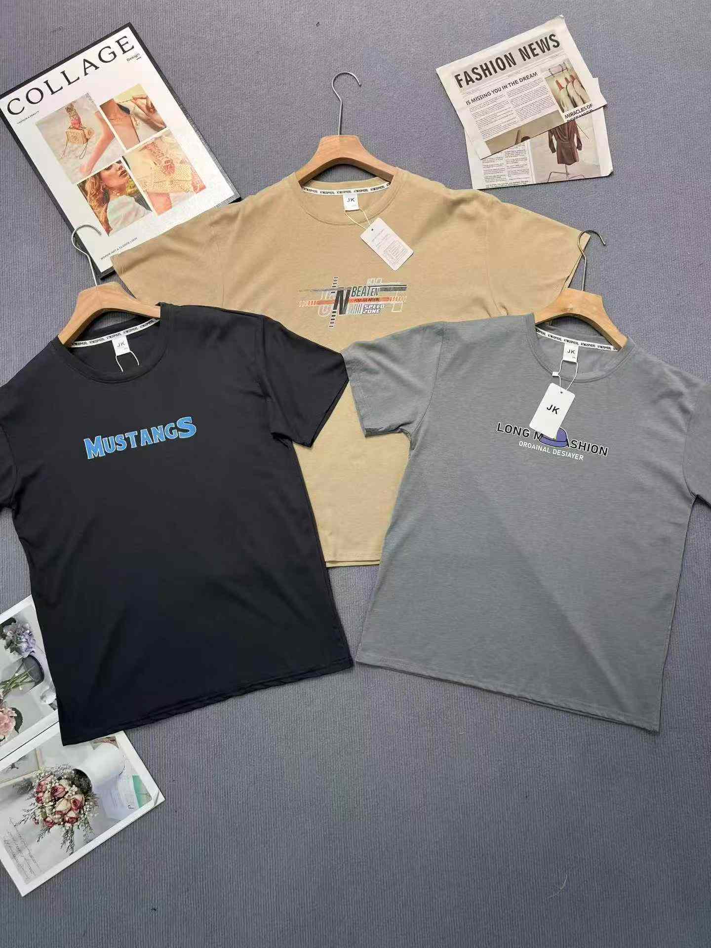 Kaos Pria Katun Lengan Pendek Sablon, Atasan Leher Bulat Musim Panas, 50.000 Potong - Image 6
