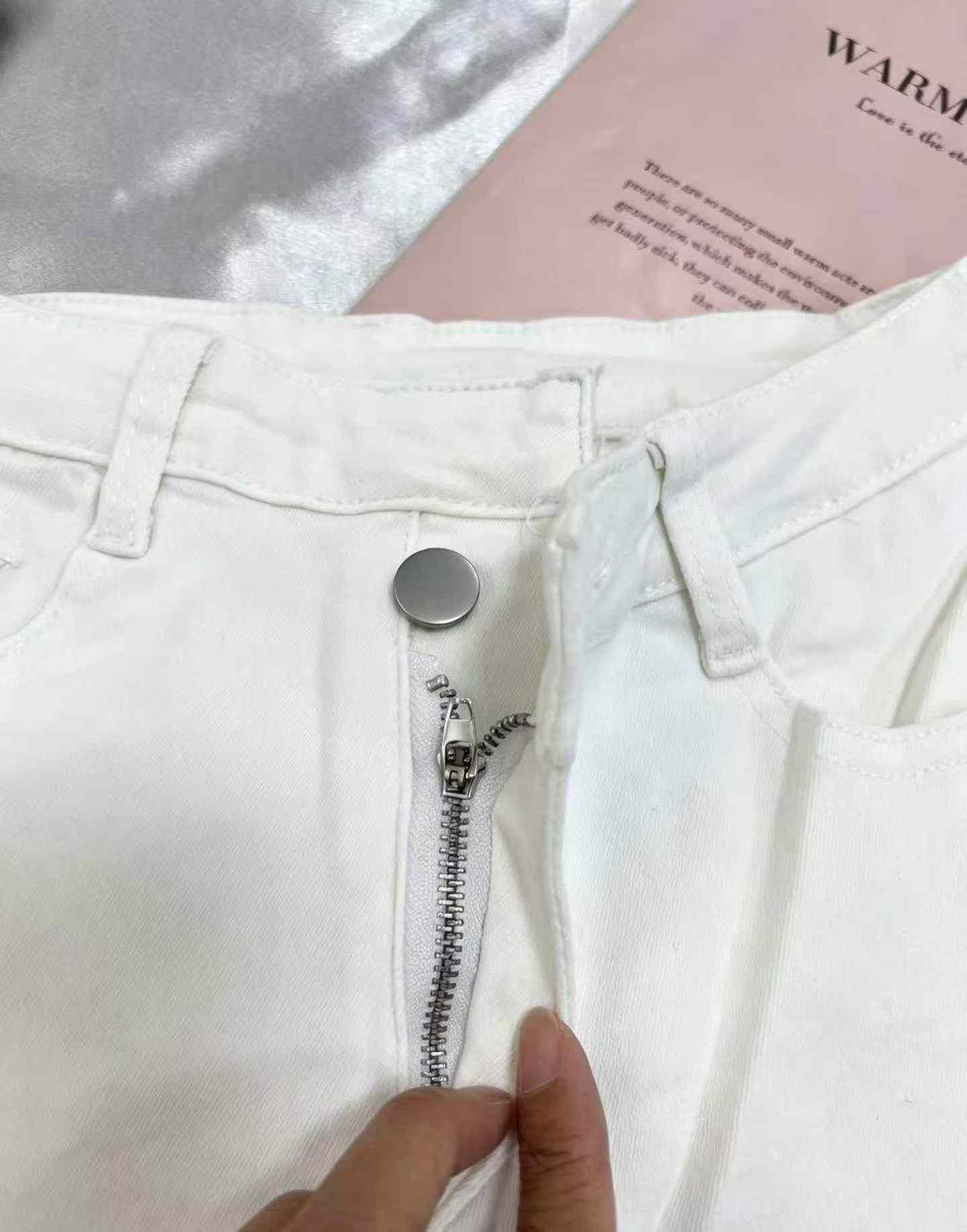 Kadın Yüksek Bel Streç Ham Paçalı Skinny Kot Bisiklet Şortu, 320 Adet - Image 7
