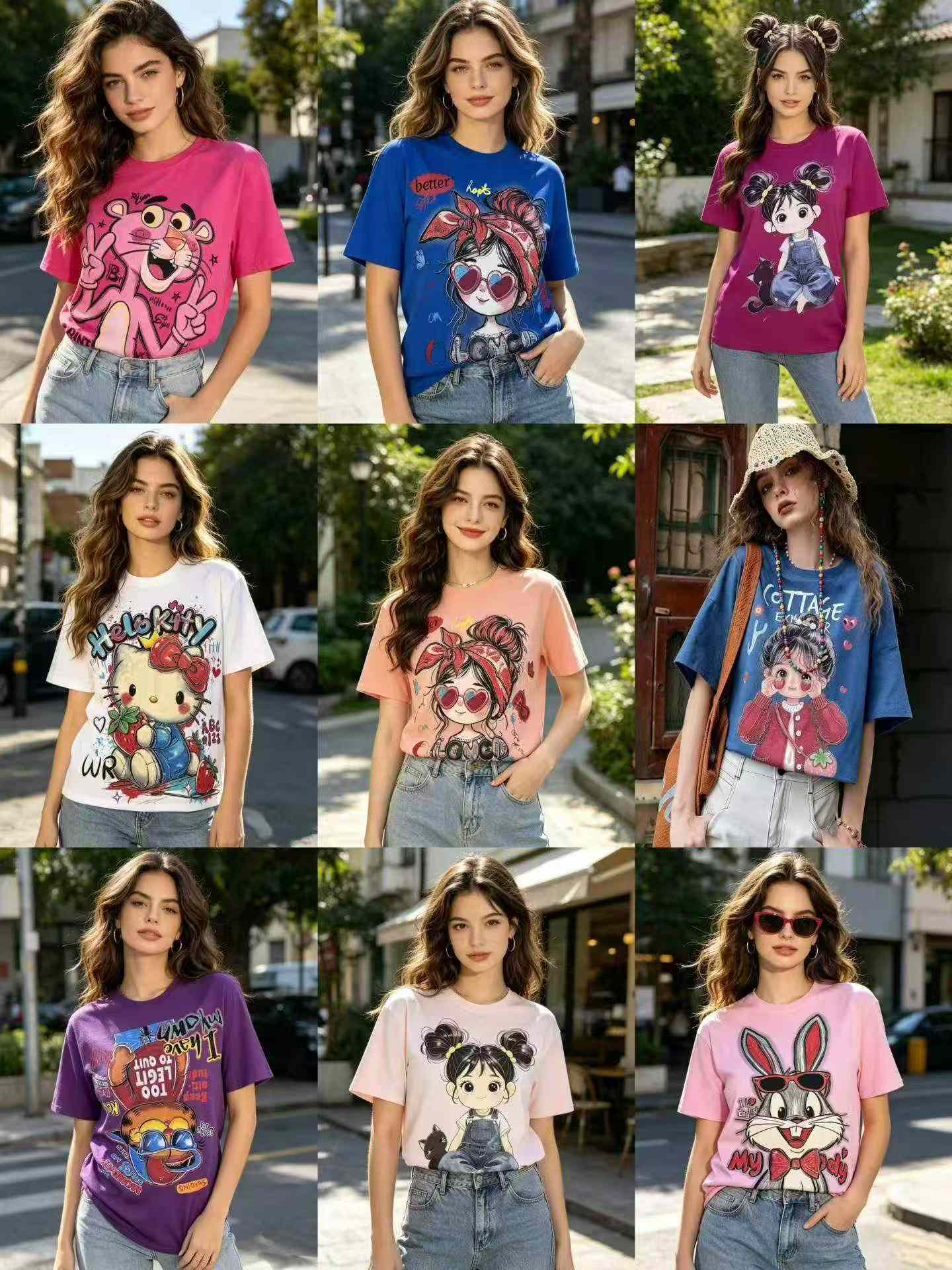 2026 Women's American Heavyweight Rhinestone Print Short Sleeve Top, Loose Plus Size One Size, About 9800 Pieces - Image 3