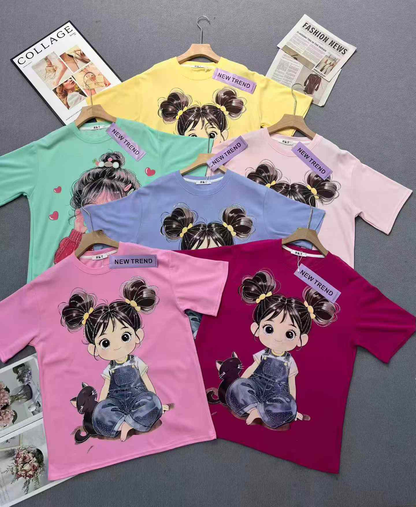 2026 Women's American Heavyweight Rhinestone Print Short Sleeve Top, Loose Plus Size One Size, About 9800 Pieces - Image 7
