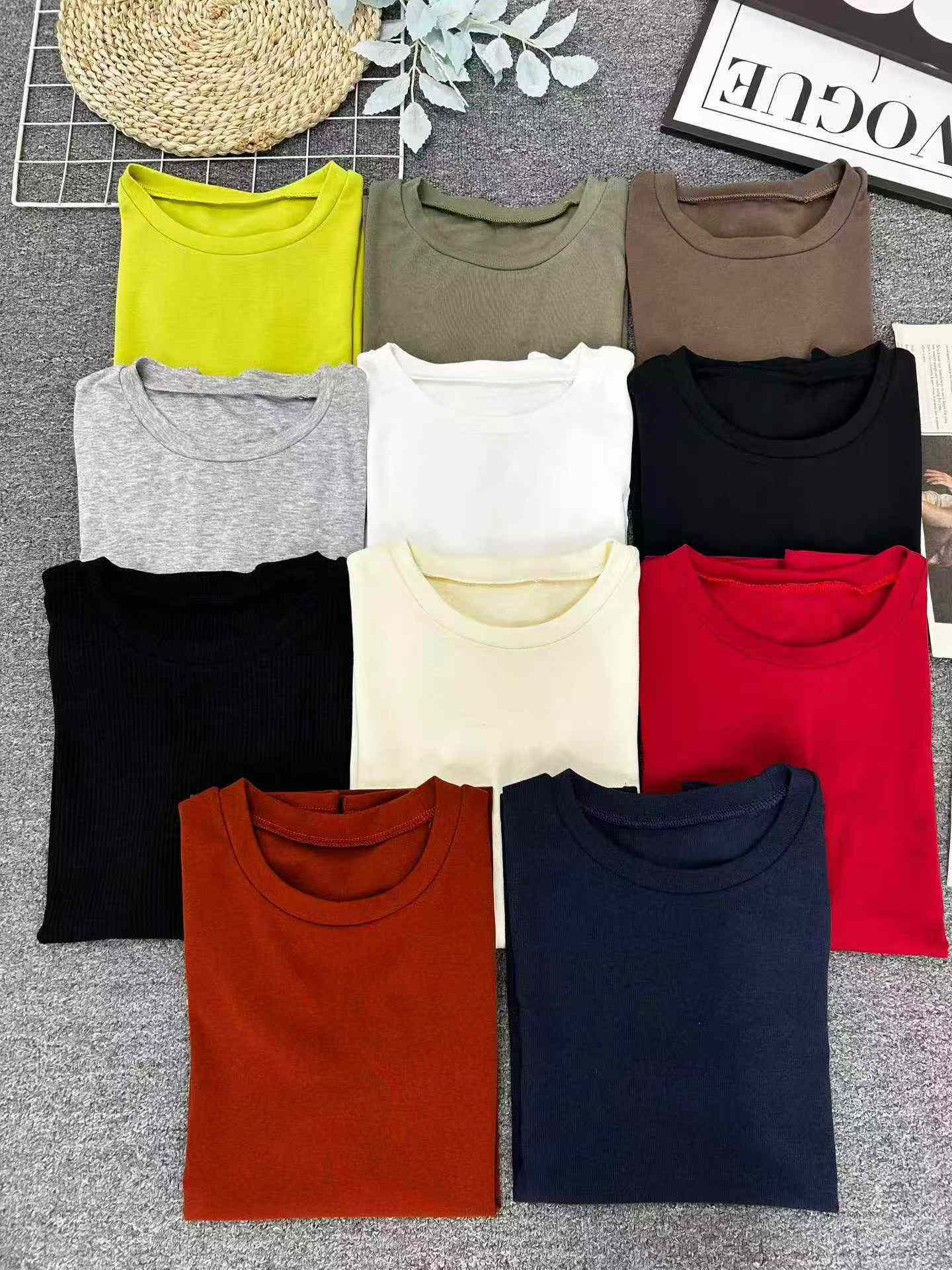 Women's Cotton Crew Neck Slim Fit Short Sleeve T-Shirt, 2535 PCS, 11 Colors, One Size - Image 6