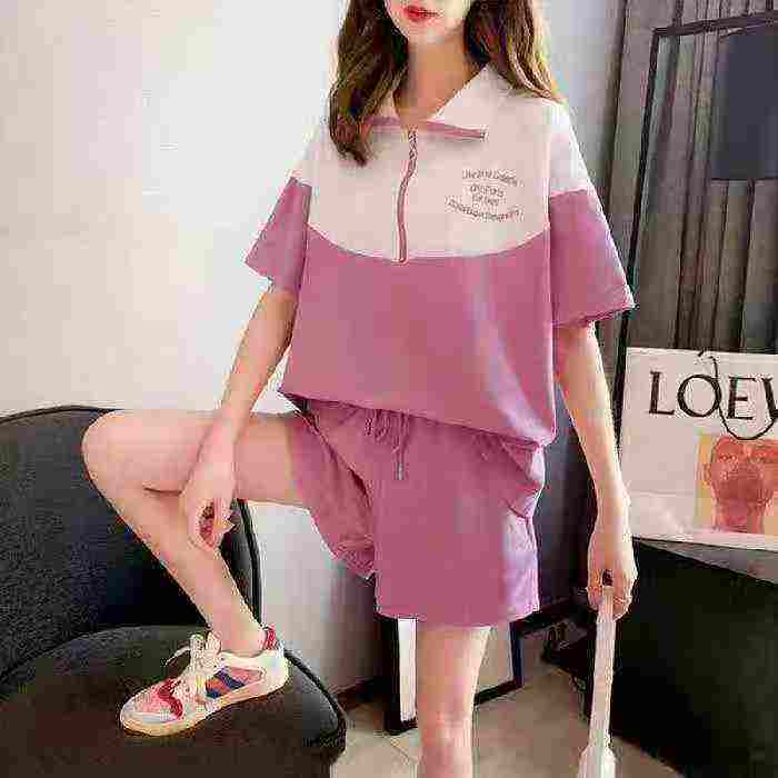 About 200 Sets Summer Thin Loose Casual Sports Half-Zip Shorts Set with Embroidery, 3 Colors M-2XL - Image 3