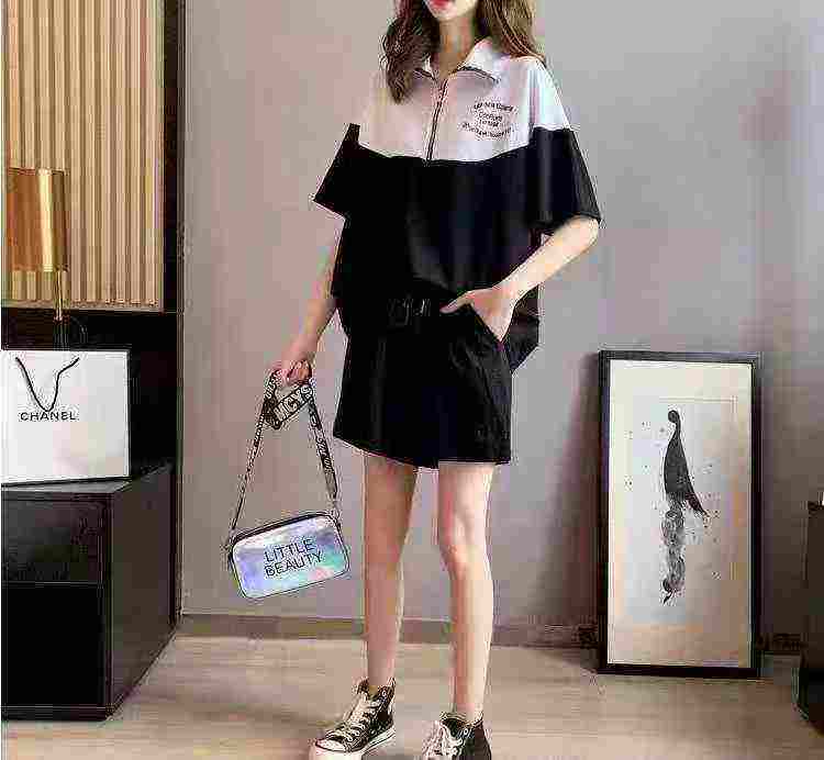 About 200 Sets Summer Thin Loose Casual Sports Half-Zip Shorts Set with Embroidery, 3 Colors M-2XL - Image 4