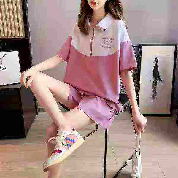 About 200 Sets Summer Thin Loose Casual Sports Half-Zip Shorts Set with Embroidery, 3 Colors M-2XL - Image 5