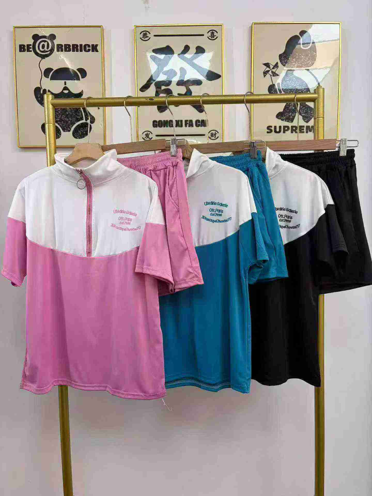 About 200 Sets Summer Thin Loose Casual Sports Half-Zip Shorts Set with Embroidery, 3 Colors M-2XL - Image 7