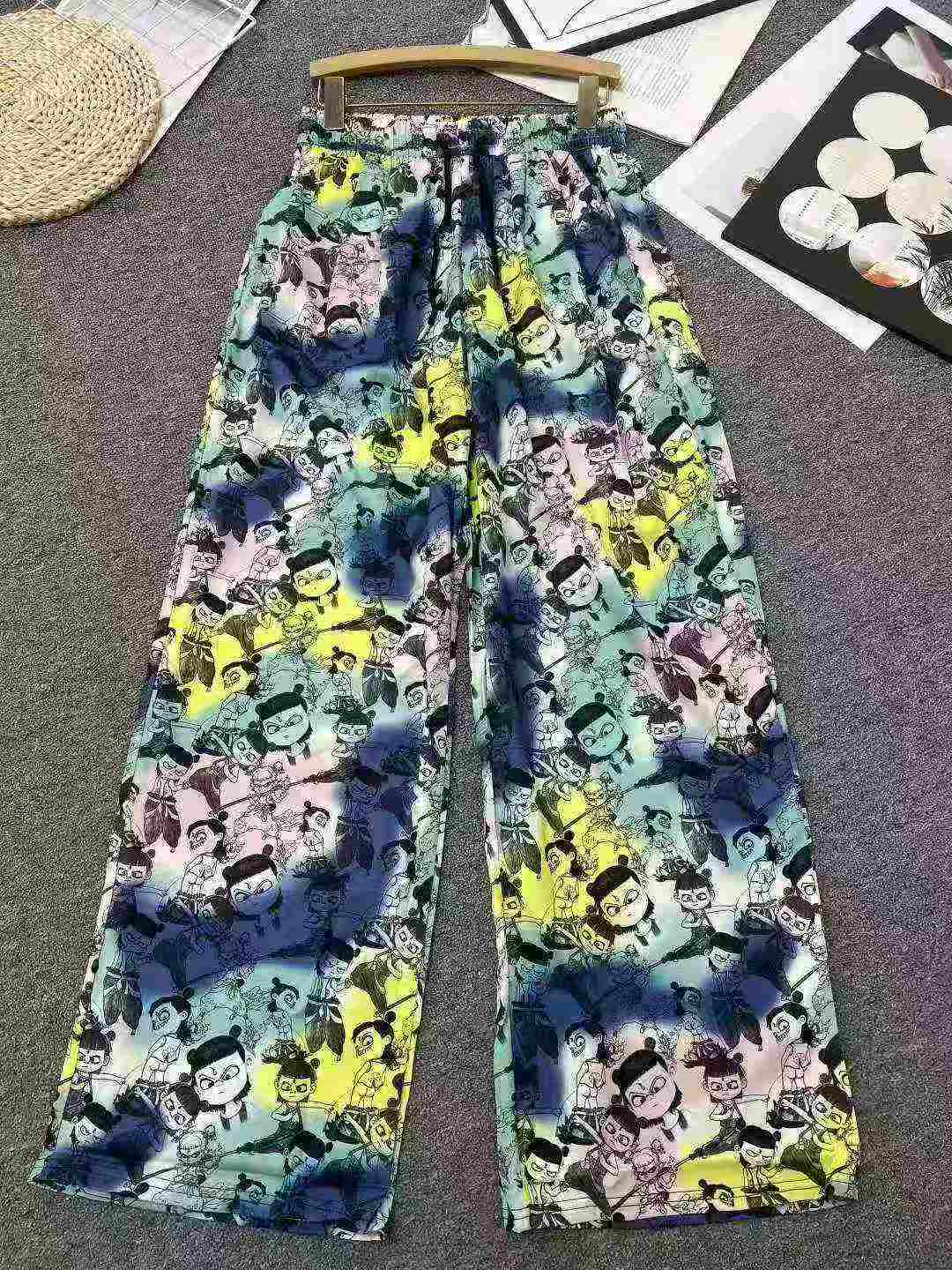2228 pcs Celana Kaki Lebar Nezha Gaya Hangzhou Kualitas Tinggi Longgar Lurus Santai Musim Panas - Image 6