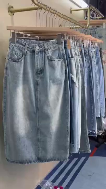 High Waist Slim Women's Midi Denim Skirt 500 Pieces XS-3XL Individual Packing - Image 1