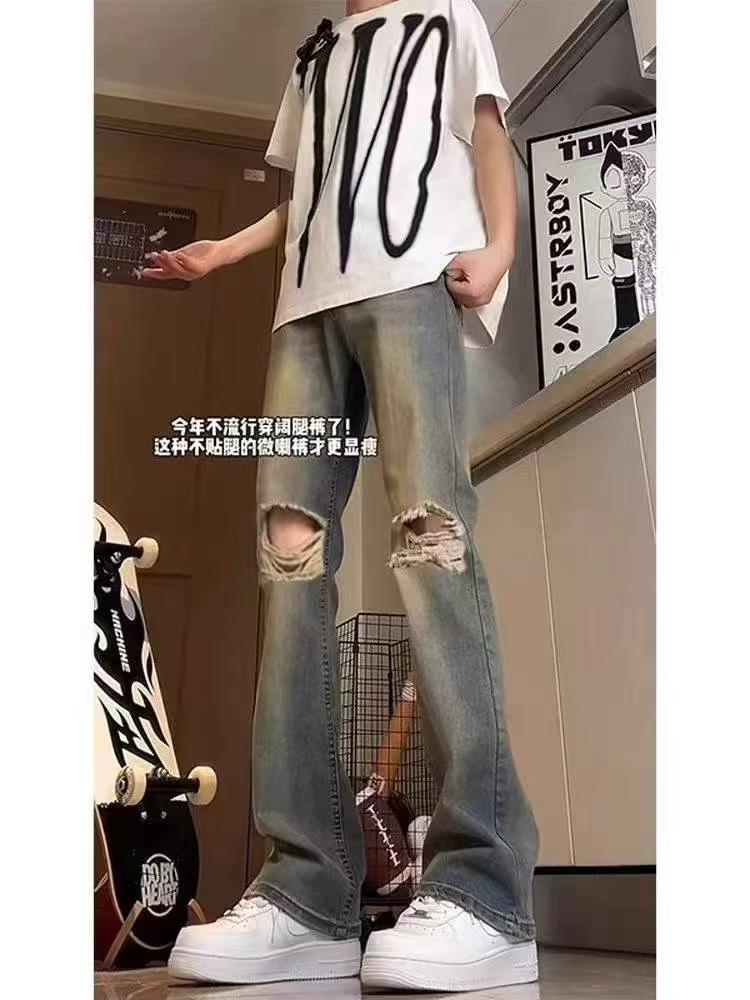 1000 Pcs Men's American Vintage Ripped Slim Straight Jeans - Image 1