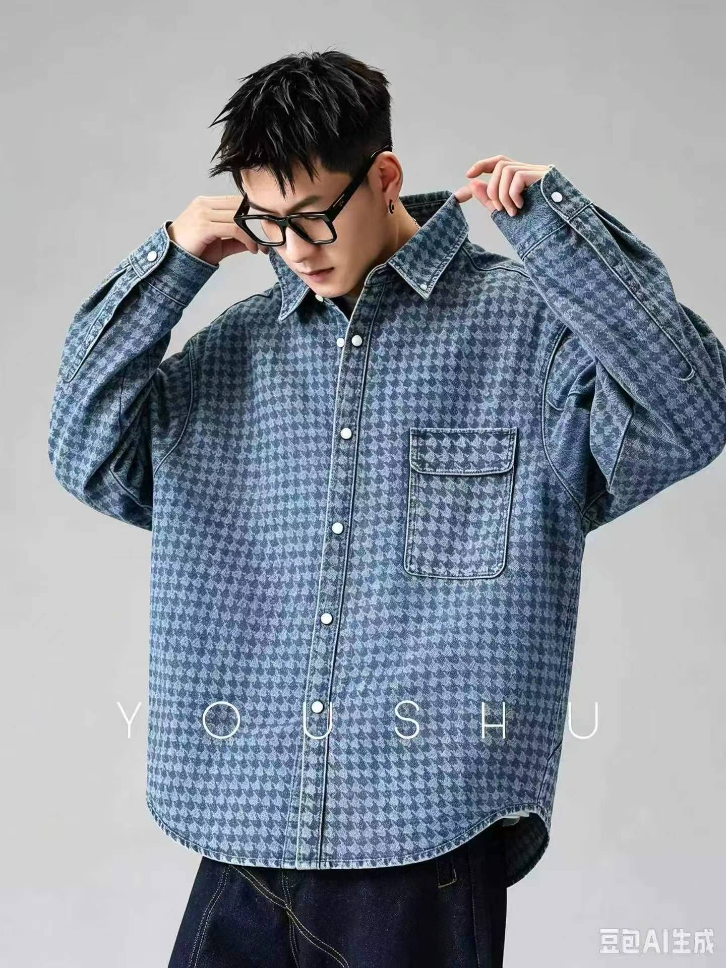 Autumn Gradient Color-block Denim Jacket 1445 Pieces - Image 1