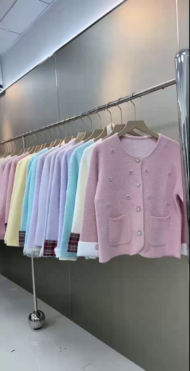 New Solid Color Tweed Style Mink Fleece Coat, Support 30/50/100pcs Bulk Order - Image 1