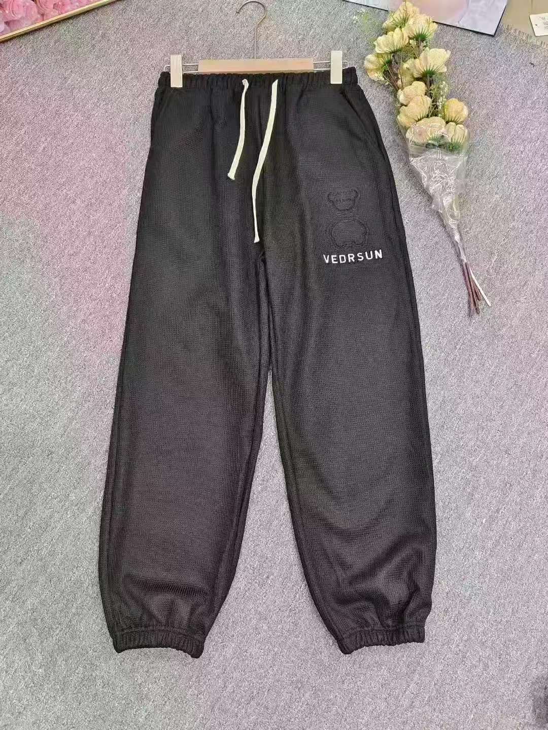 Men's Waffle Winter Fleece Tapered Sweatpants, 2 Colors, S-3XL, About 500 Pieces - Image 1