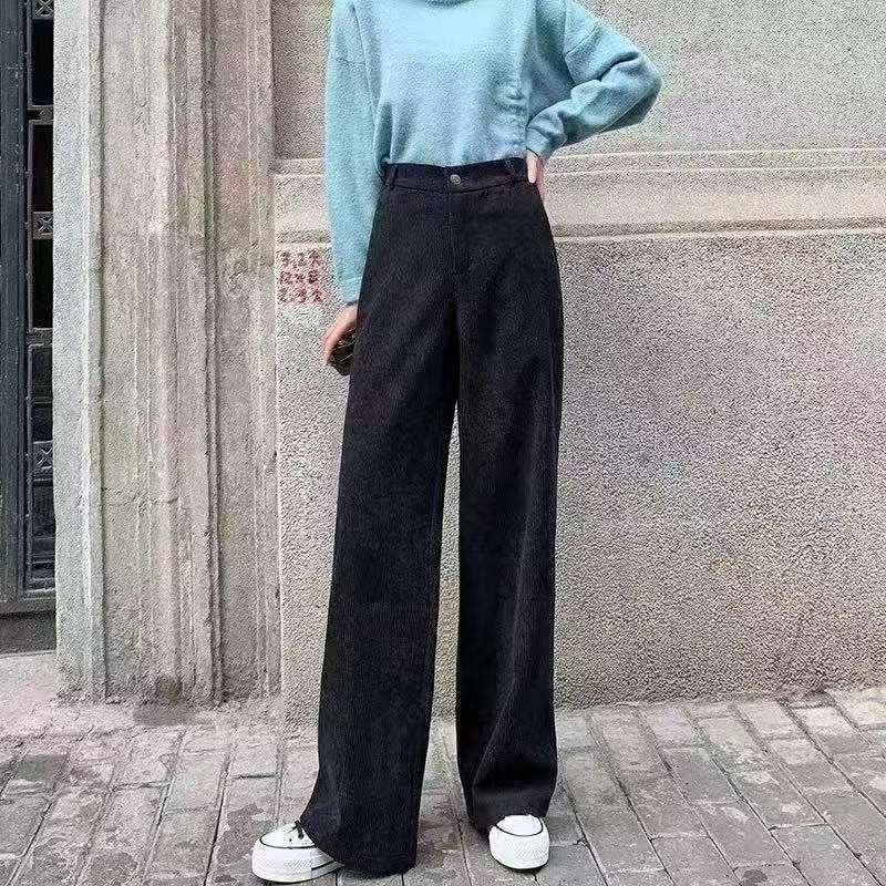Pantalon décontracté aminciissant droit en velours côtelé molletonné, environ 650 pièces, tailles 1 à 6 - Image 1