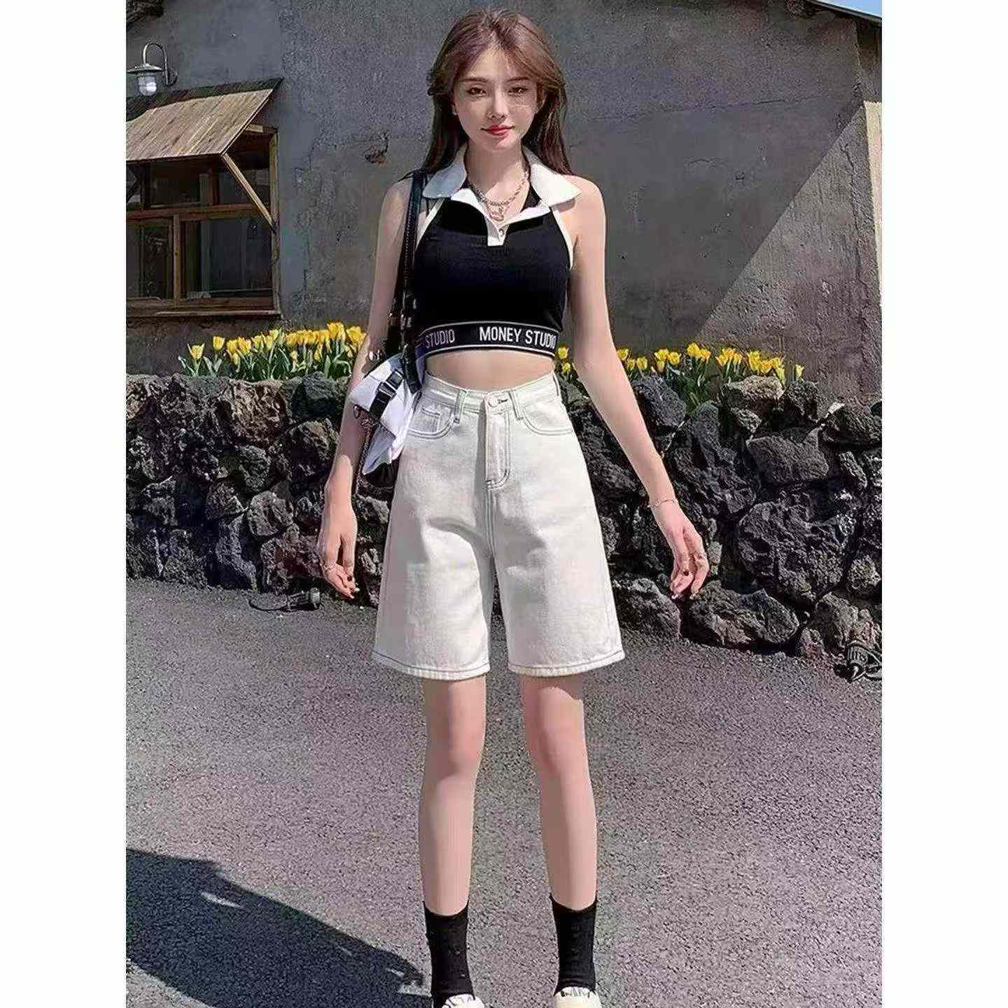 620 Pcs New Summer American Style Women's Stretch Denim Straight Shorts - Image 1
