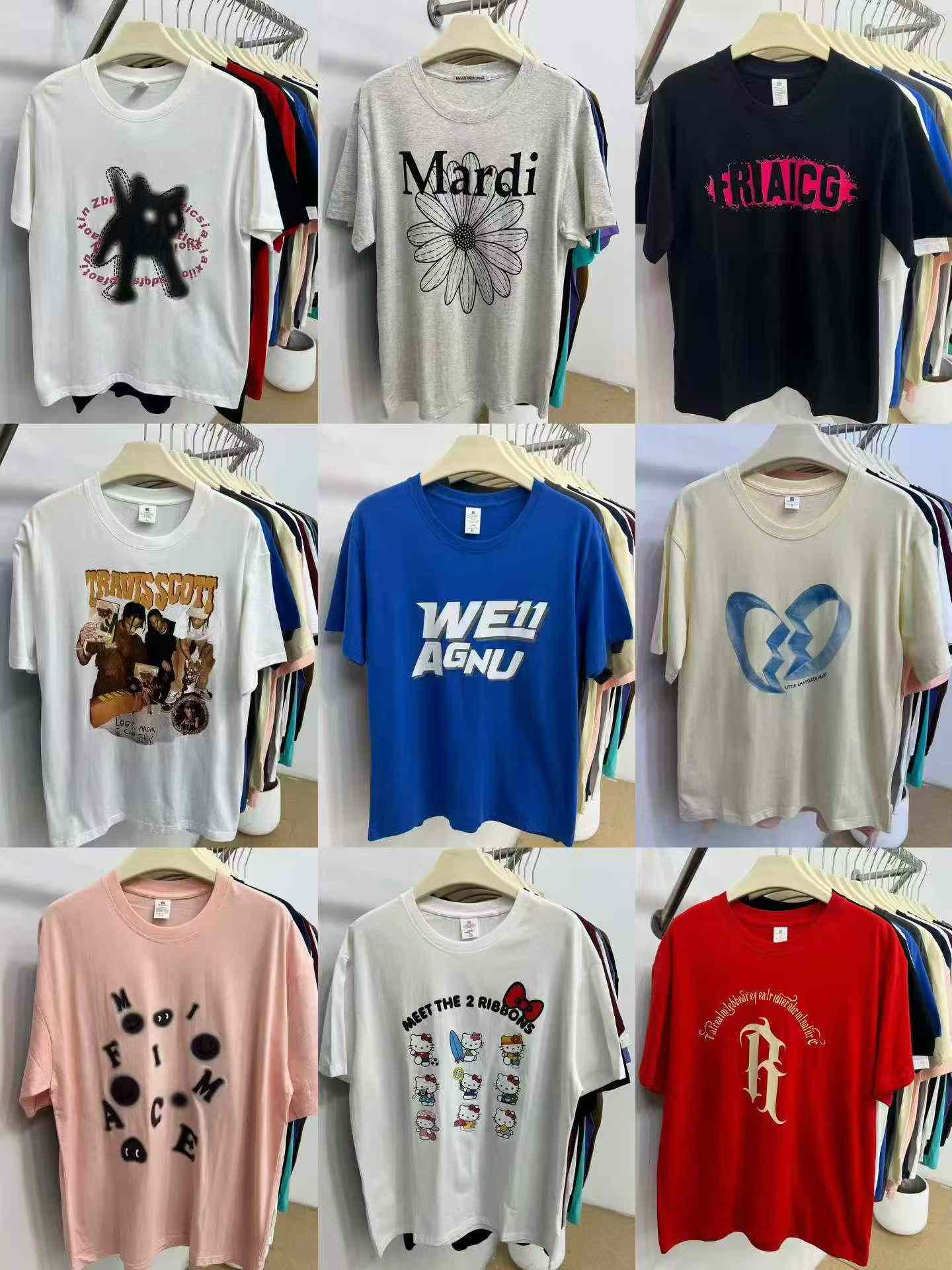 7000 Pcs Heavy Cotton American Trendy Unisex Loose Short Sleeve T-shirts - Image 1