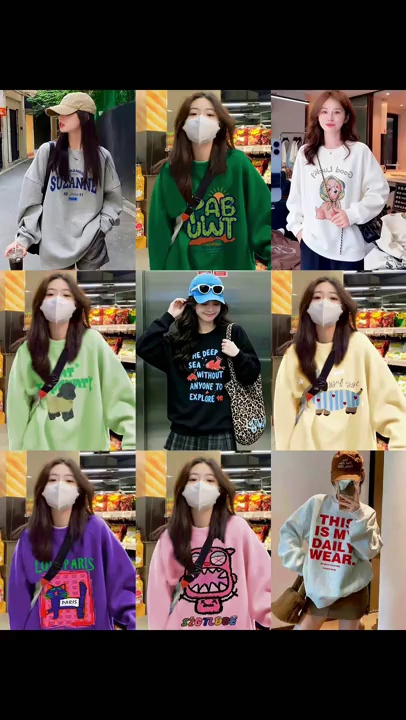 เสื้อสเวตเชิร์ตคอกลมผ้าฟลีซคอตตอนสตรีสไตล์เกาหลี จำนวน 2000 ชิ้น - Image 1