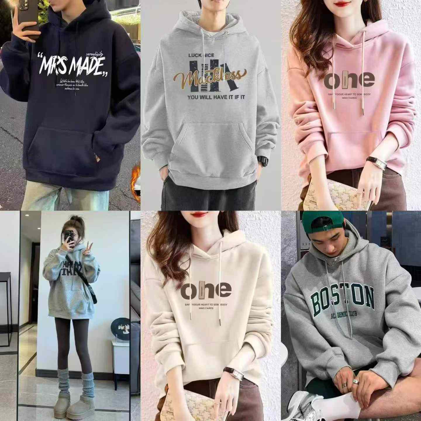 2000 Pcs American Retro Printed Unisex Loose Hooded Sweatshirt - Image 1