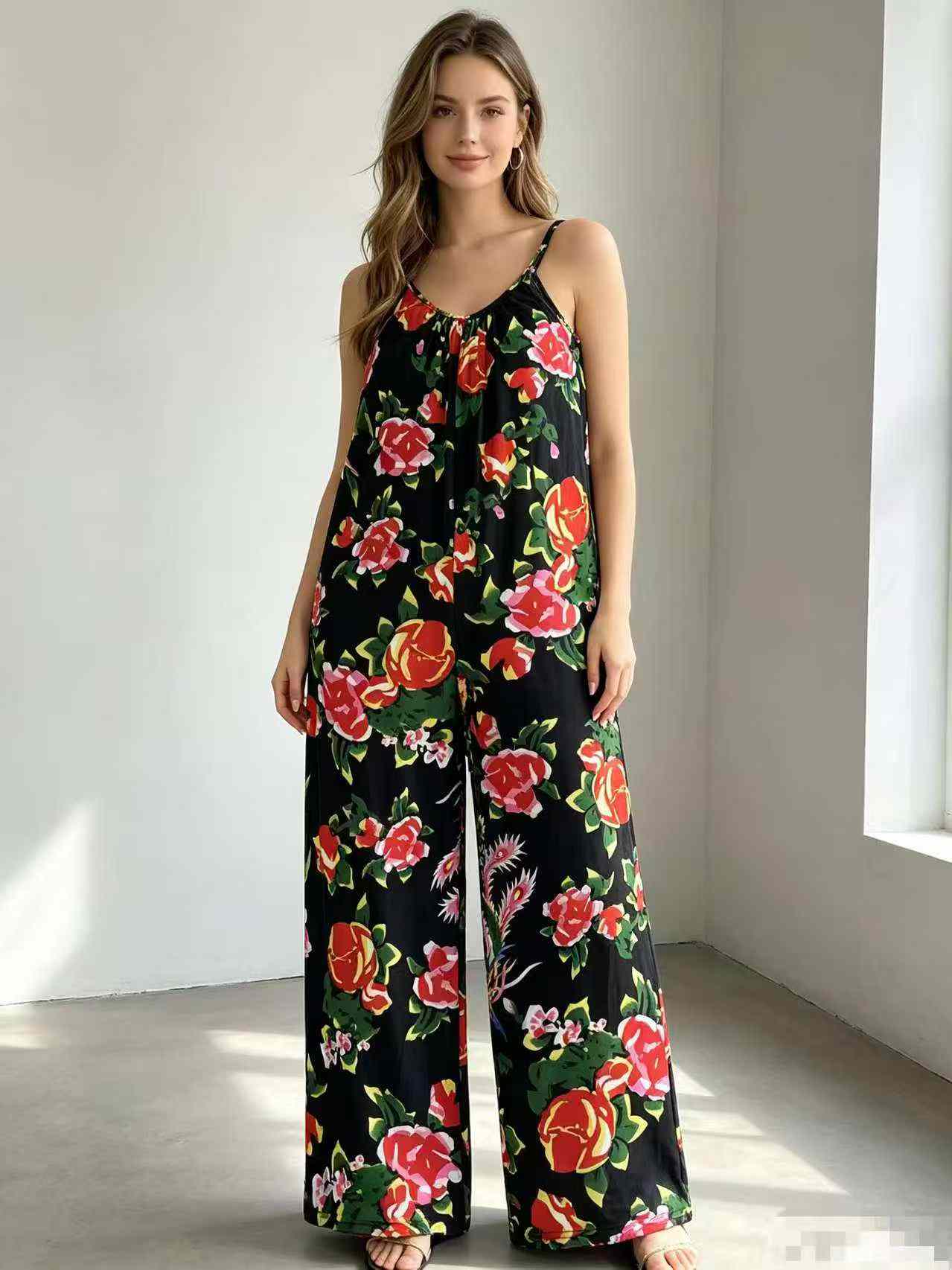 2200 Pieces Plus Size Northeast Floral Ethnic Style Performance Jumpsuits - Image 1