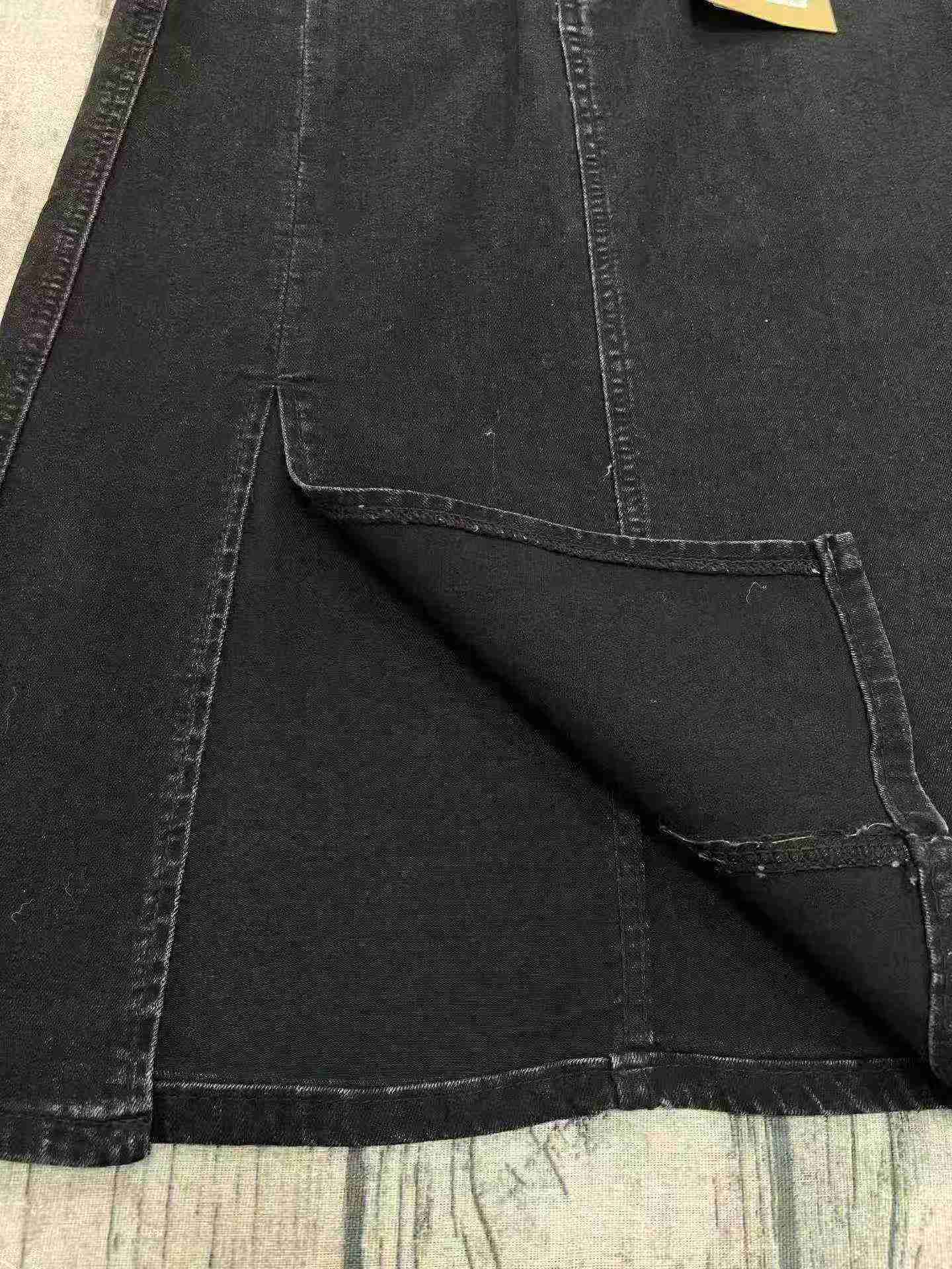 225 Pieces Women High Waist Black Denim Maxi Skirt, Sizes XS-L - Image 1