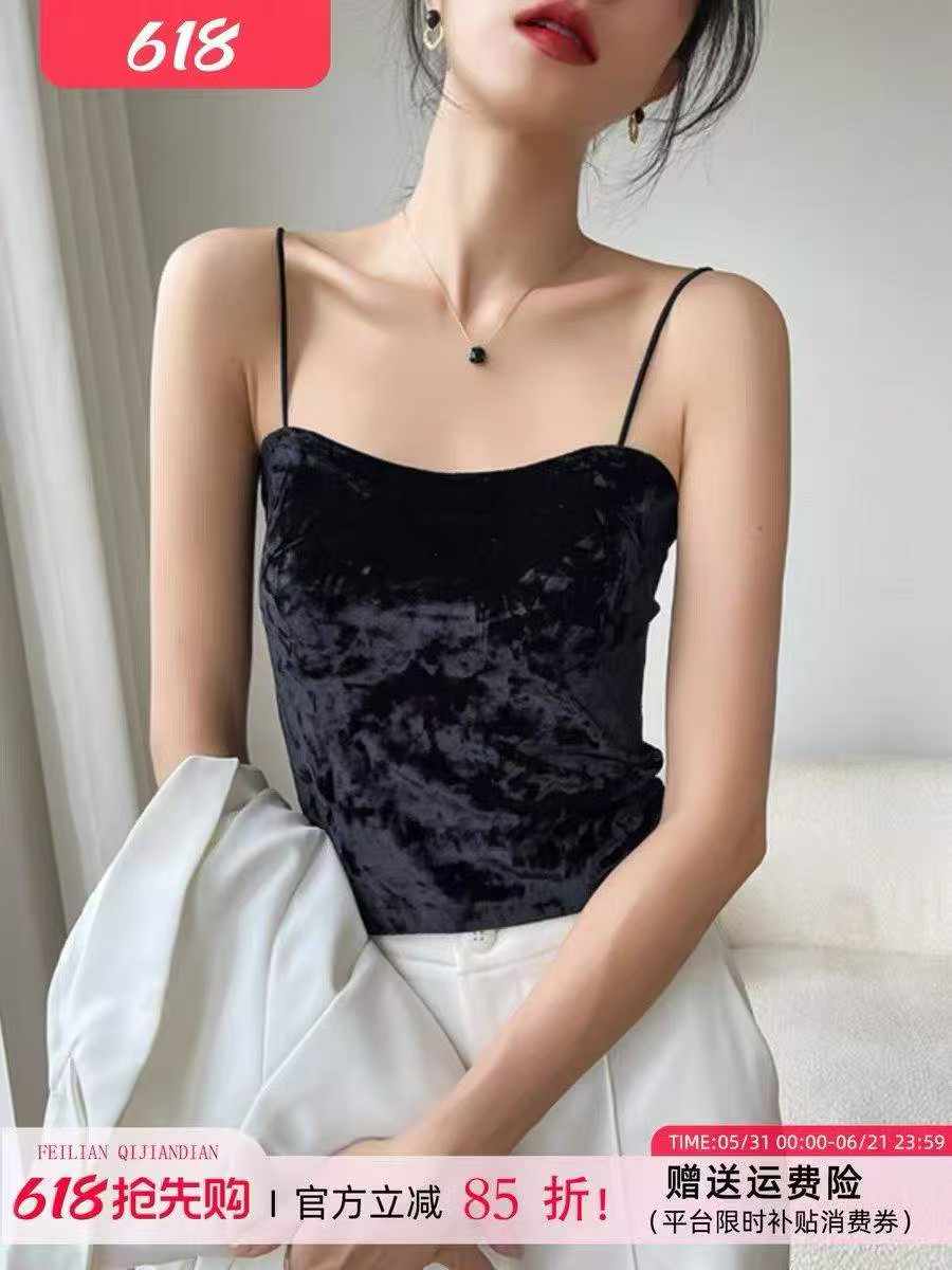293 Pieces Women's Velvet Padded Camisole Seamless Tank Top - Image 1